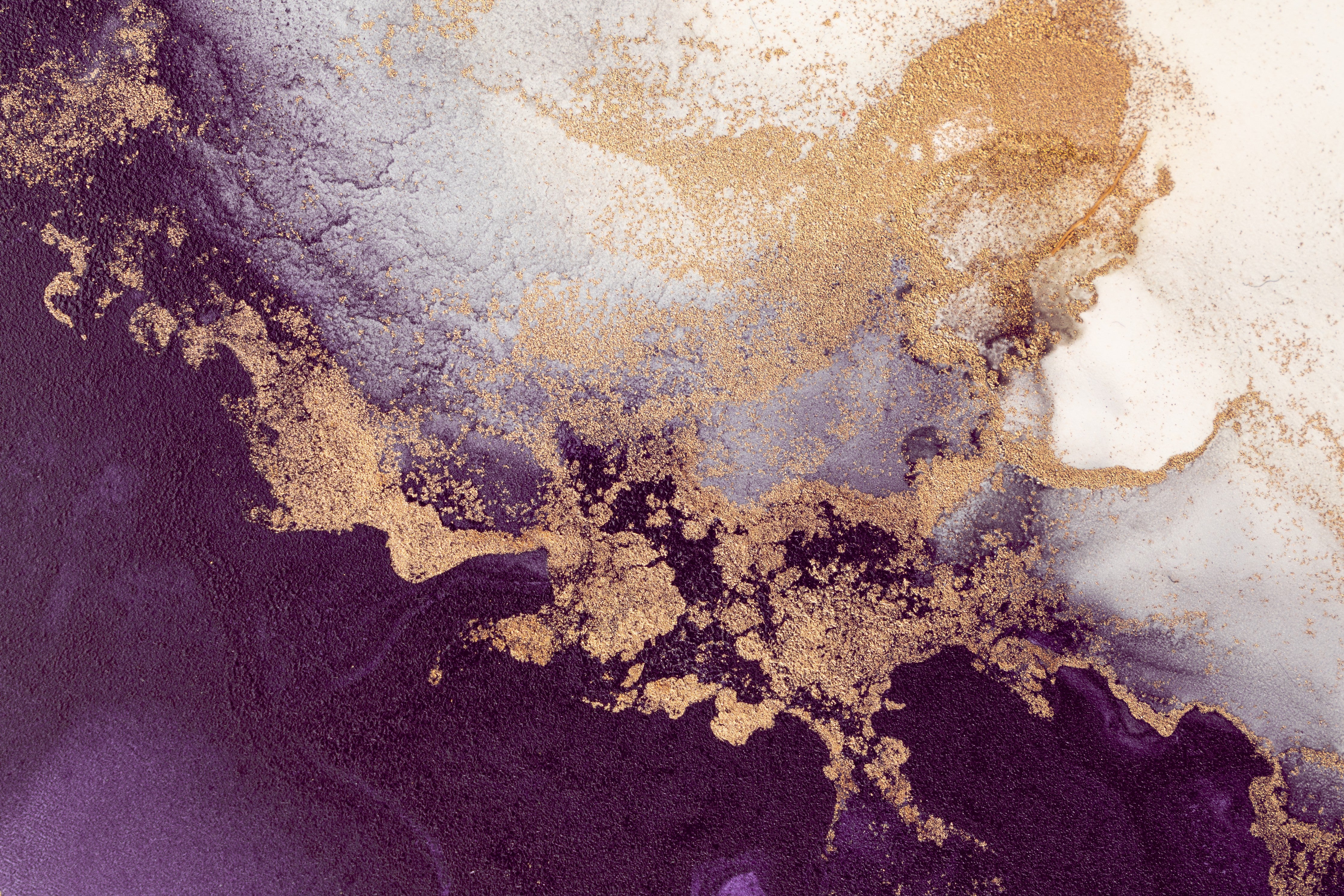 Waschbecken-Rückwand-Abstrakte Marmoroptik in Violett und Gold