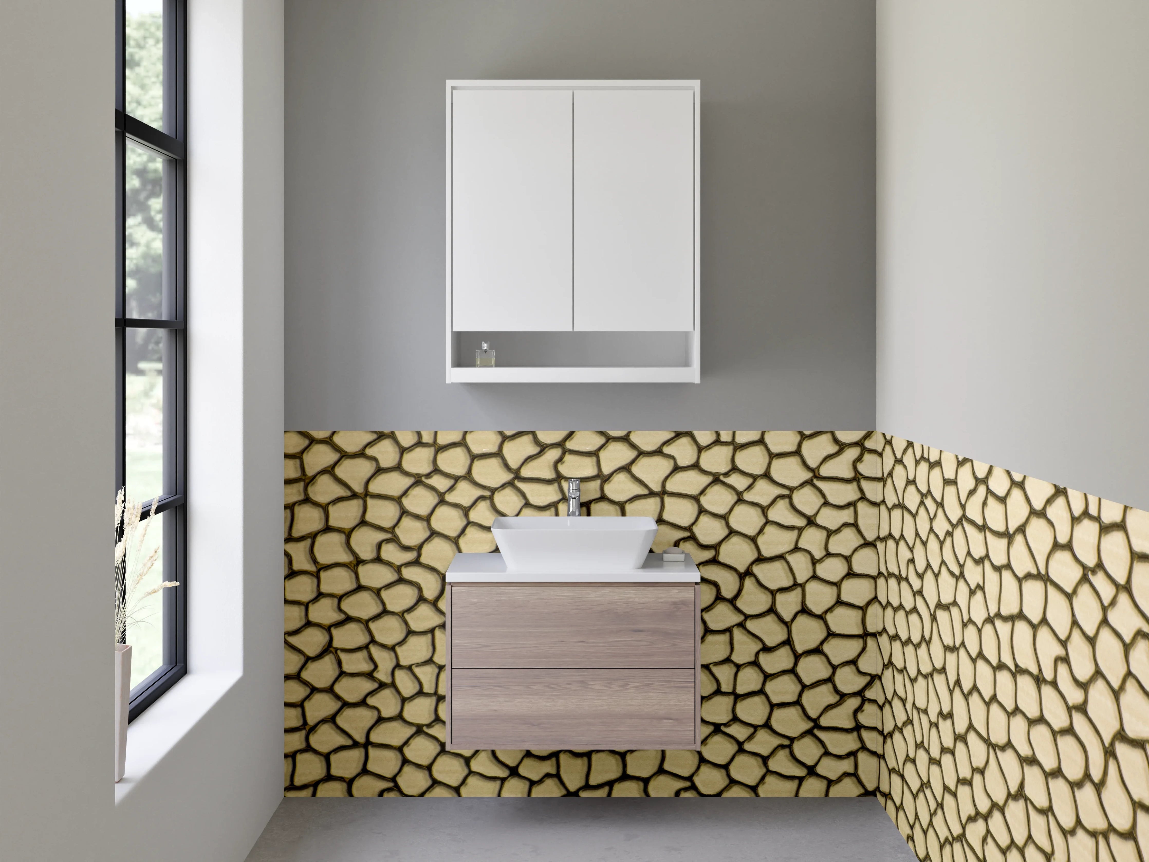 Waschbecken-Rückwand - Abstrakte Mosaikstruktur beige-braun