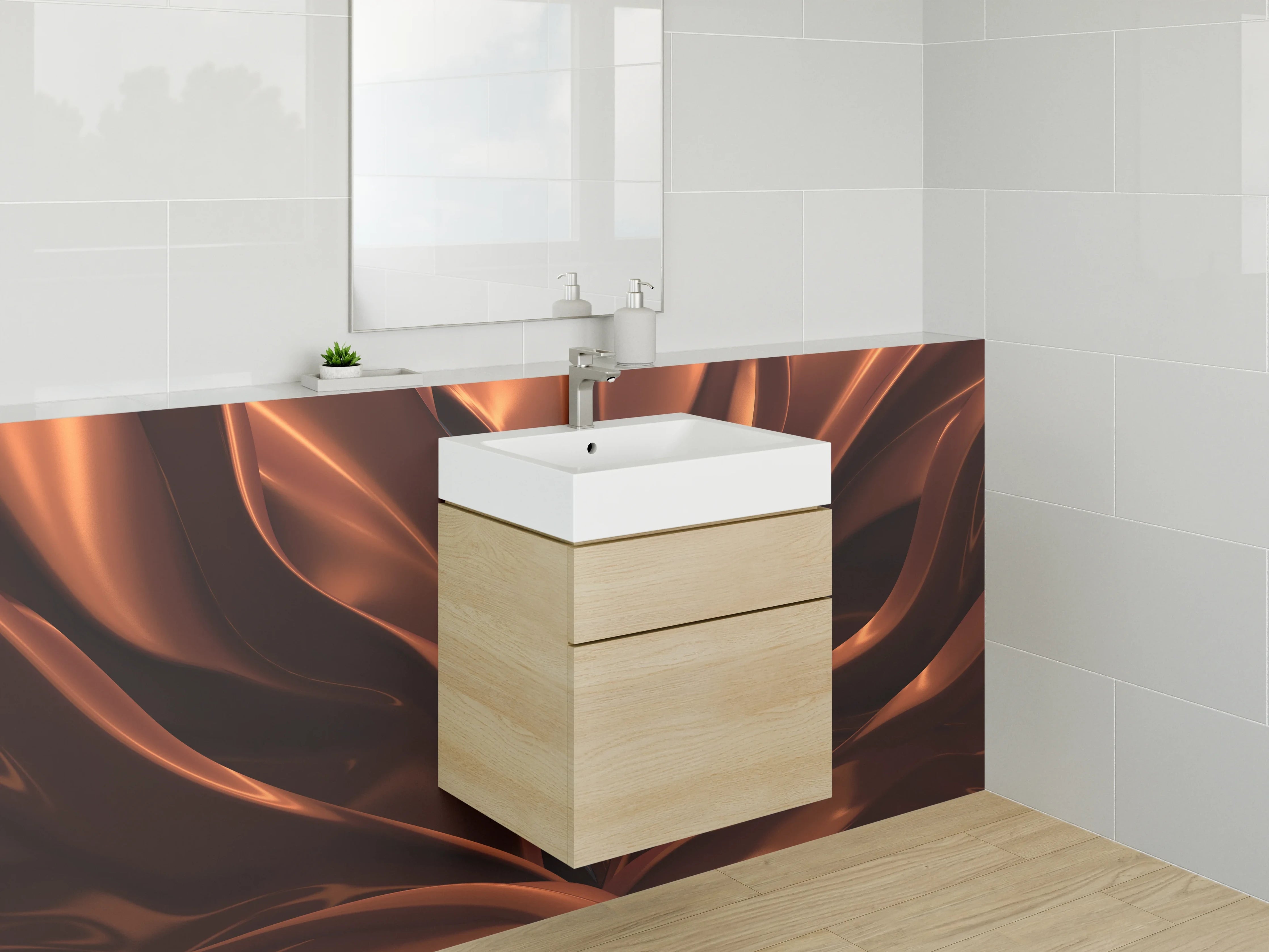 Waschbecken-Rückwand - Abstrakte Schokoladenoptik Braun Glanz