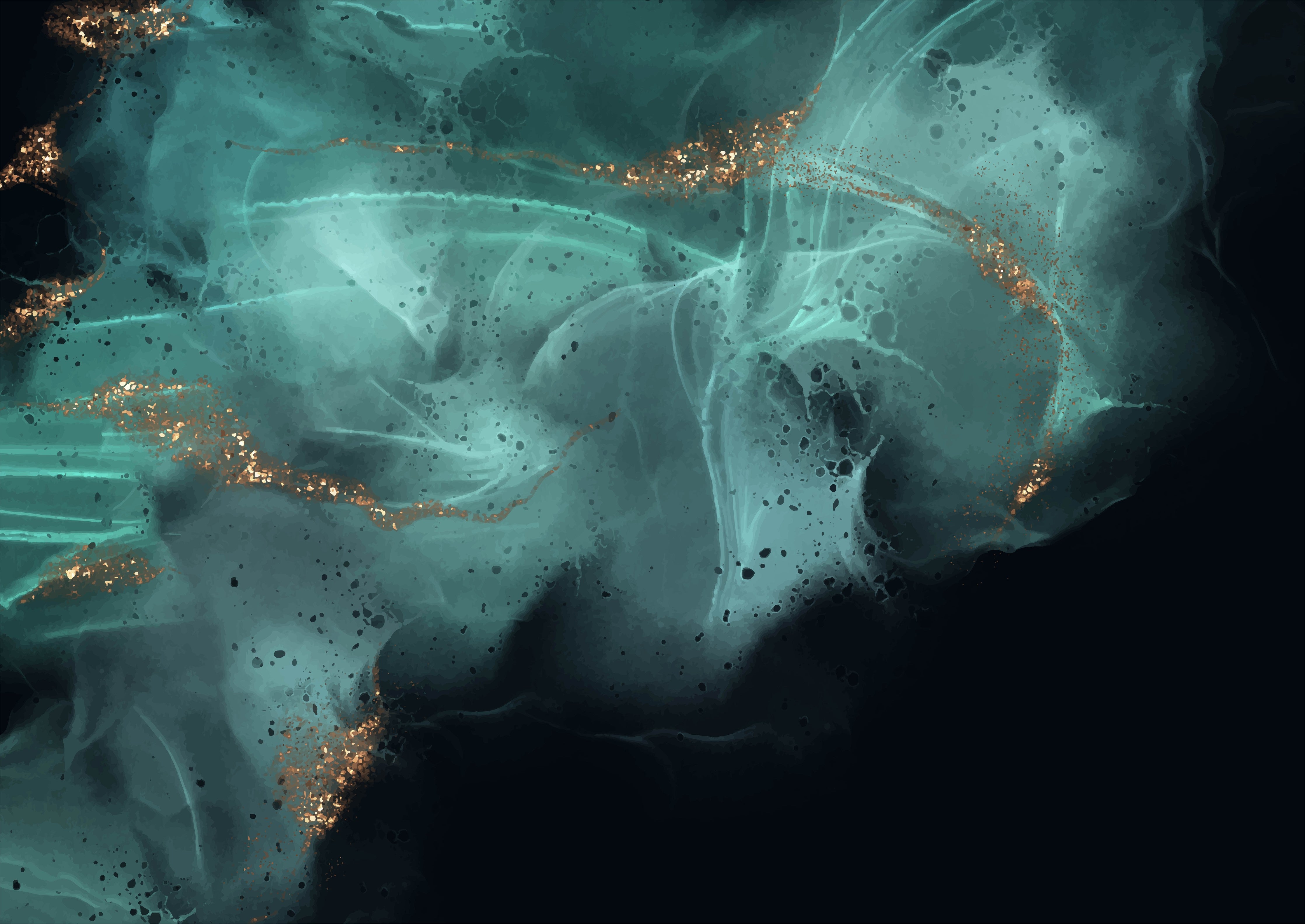 Waschbecken-Rückwand-Abstrakte Türkis-Gold Aquarellstruktur