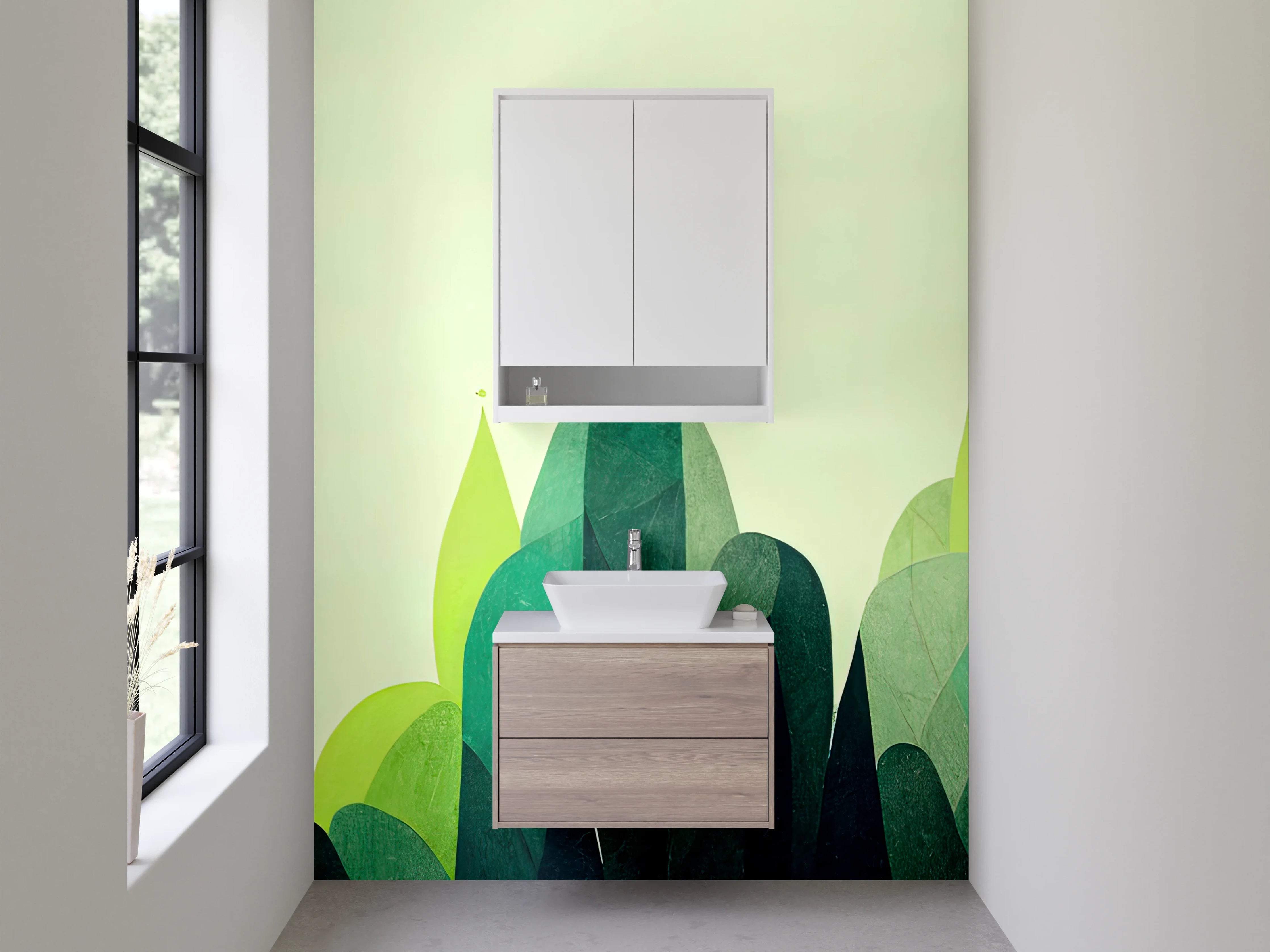 Waschbecken-Rückwand - Abstrakte Wald Landschaft Illustration