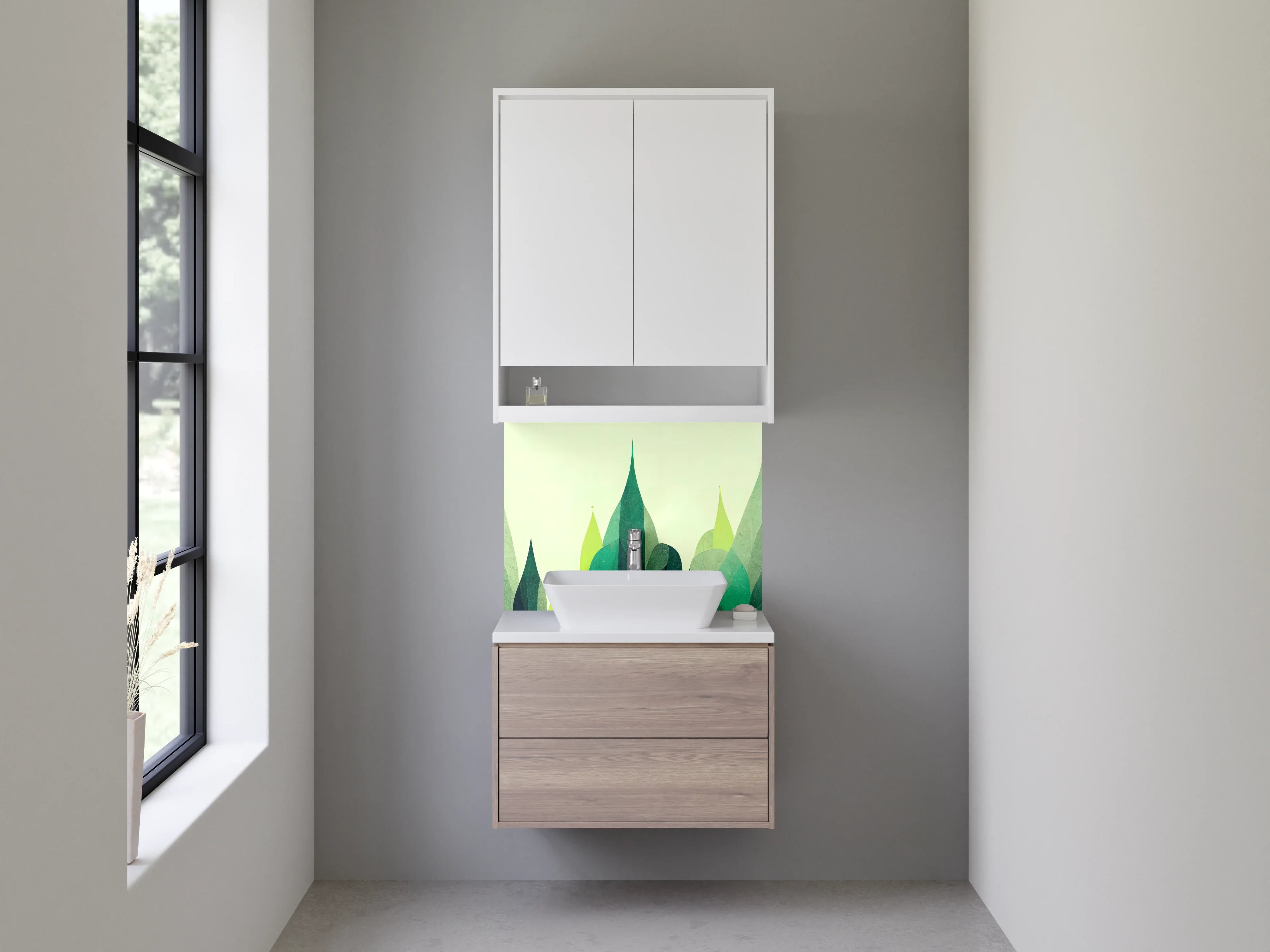 Waschbecken-Rückwand - Abstrakte Wald Landschaft Illustration