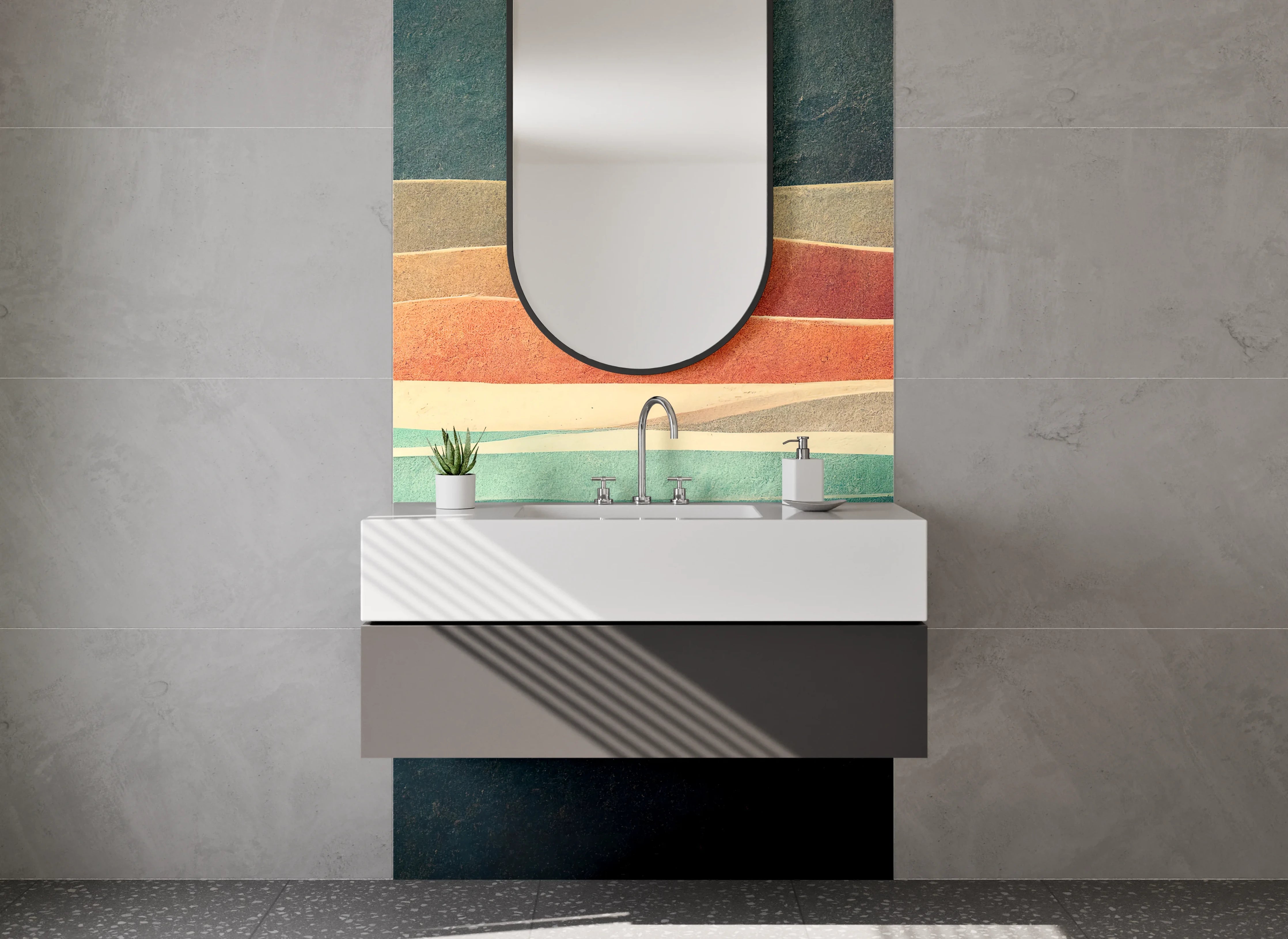 Waschbecken-Rückwand - Abstrakte Wellenfarben Kunst