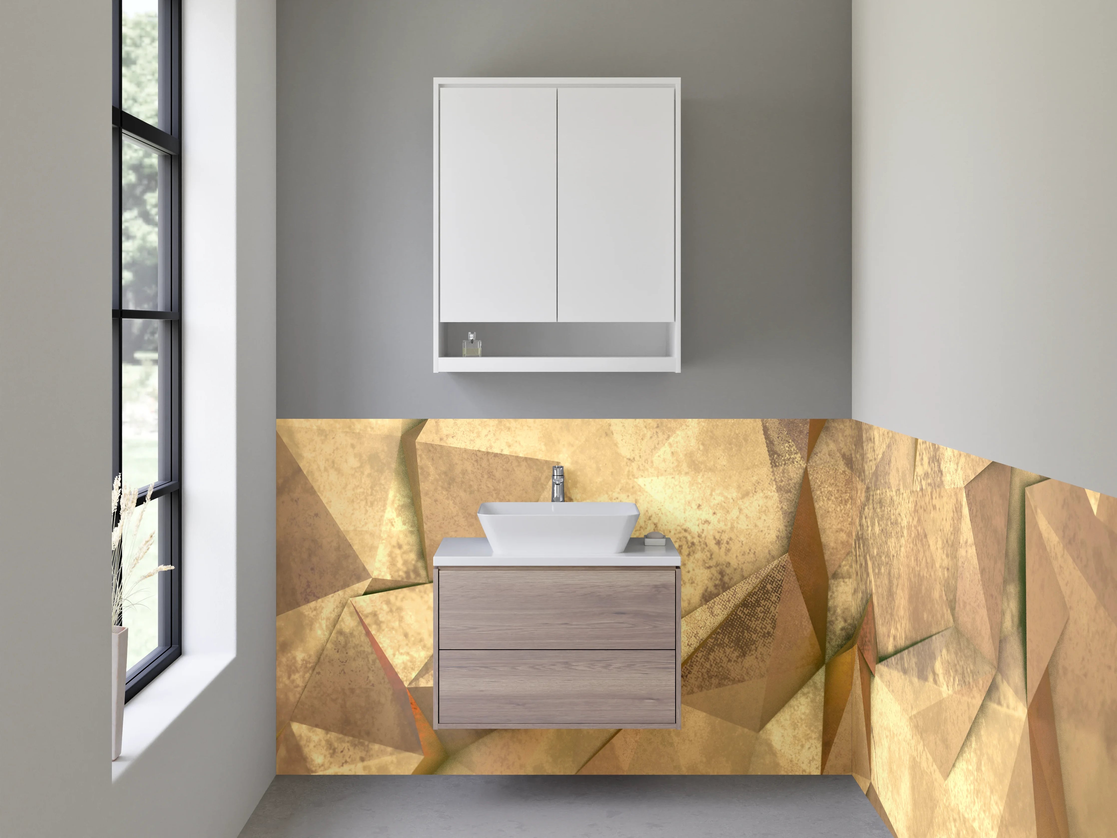 Waschbecken-Rückwand - Abstrakte beige Steinstruktur