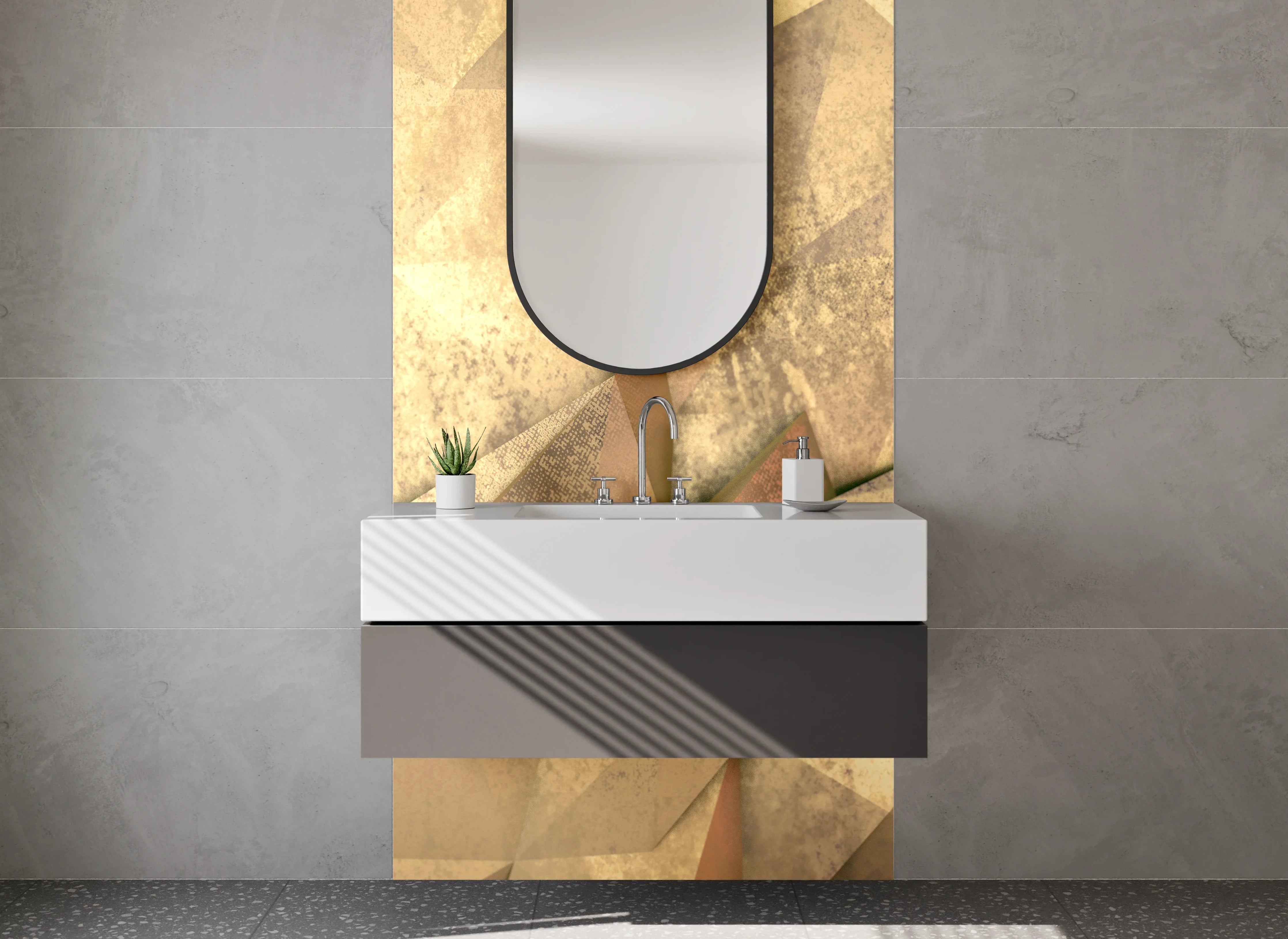 Waschbecken-Rückwand - Abstrakte beige Steinstruktur