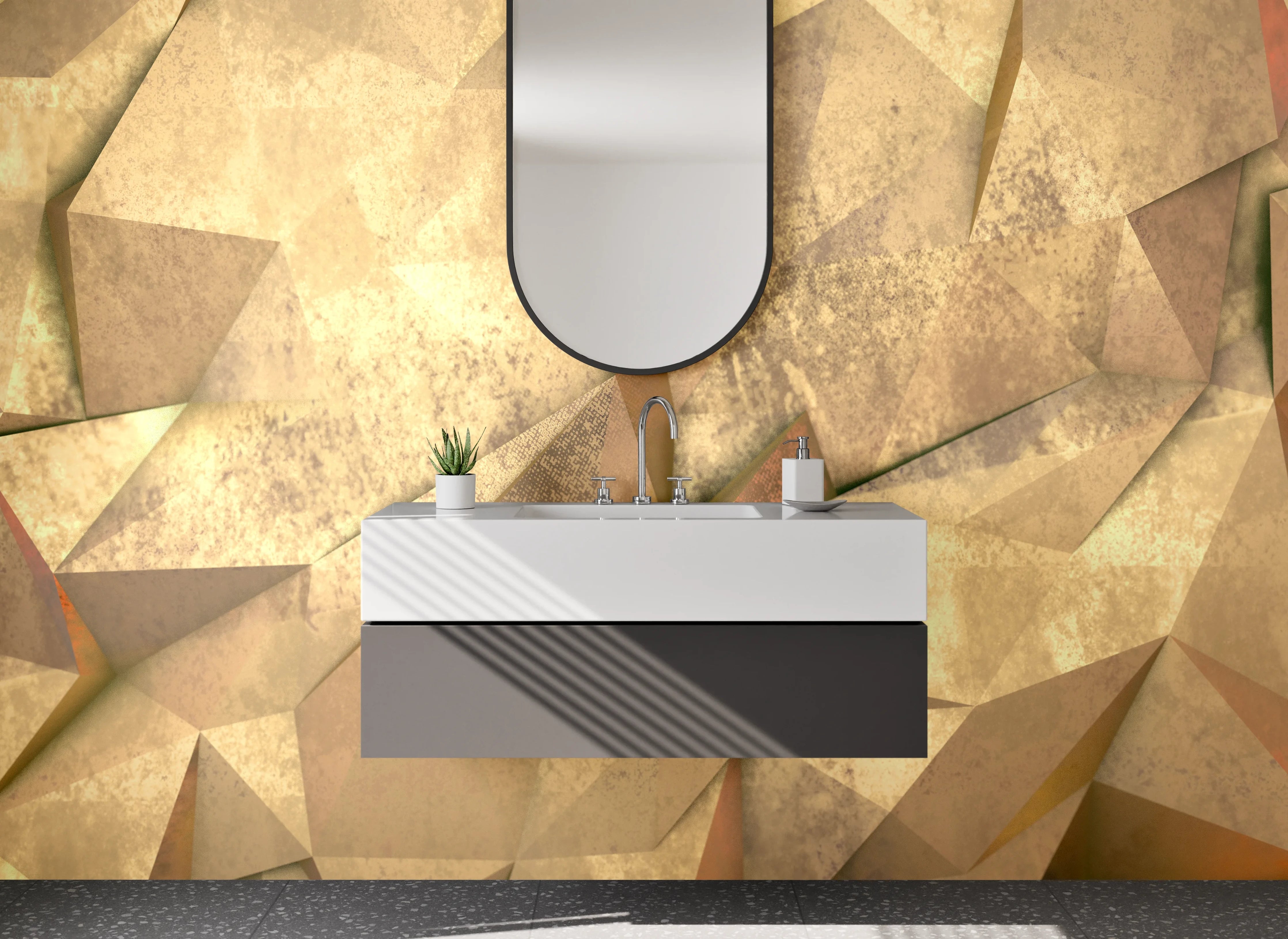 Waschbecken-Rückwand - Abstrakte beige Steinstruktur