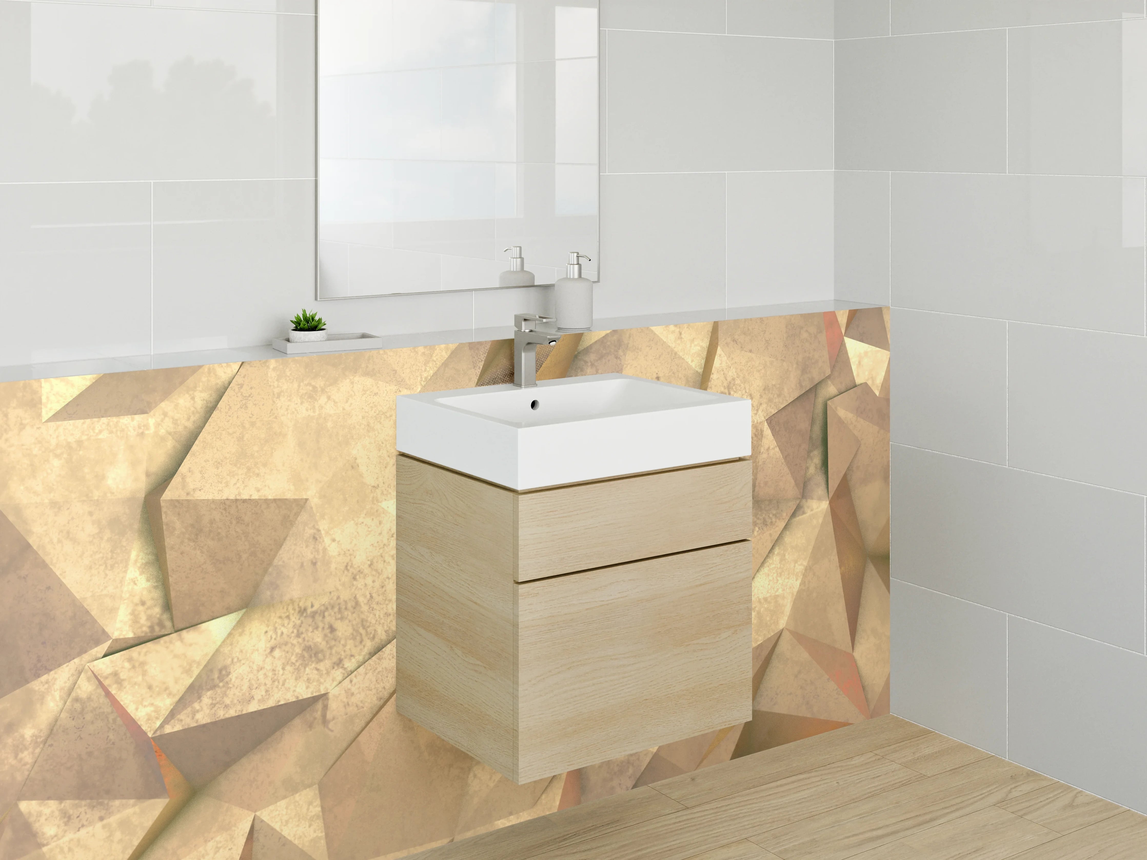Waschbecken-Rückwand - Abstrakte beige Steinstruktur