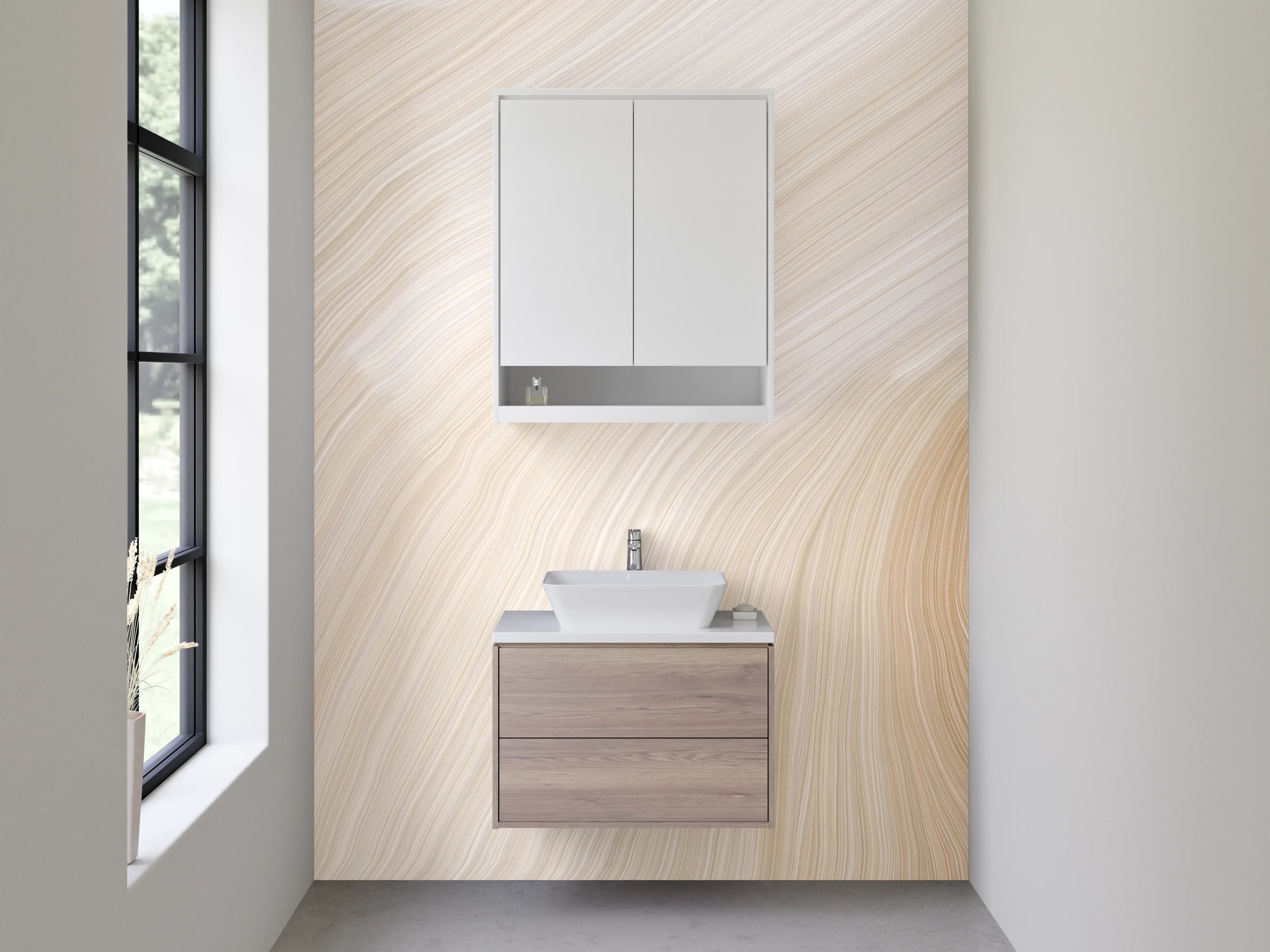 Waschbecken-Rückwand - Abstrakte beige Textur für Rückwände