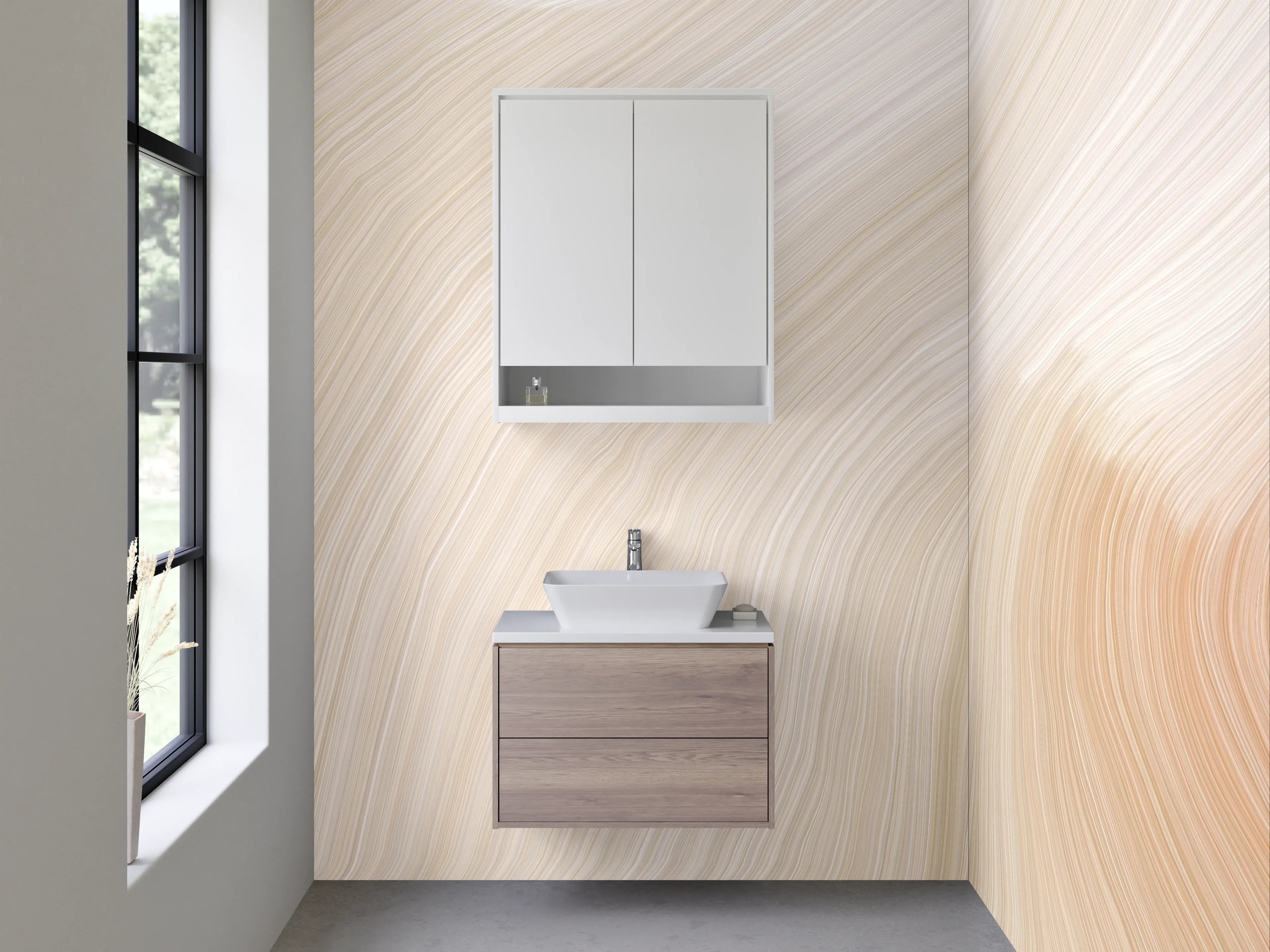 Waschbecken-Rückwand - Abstrakte beige Textur für Rückwände