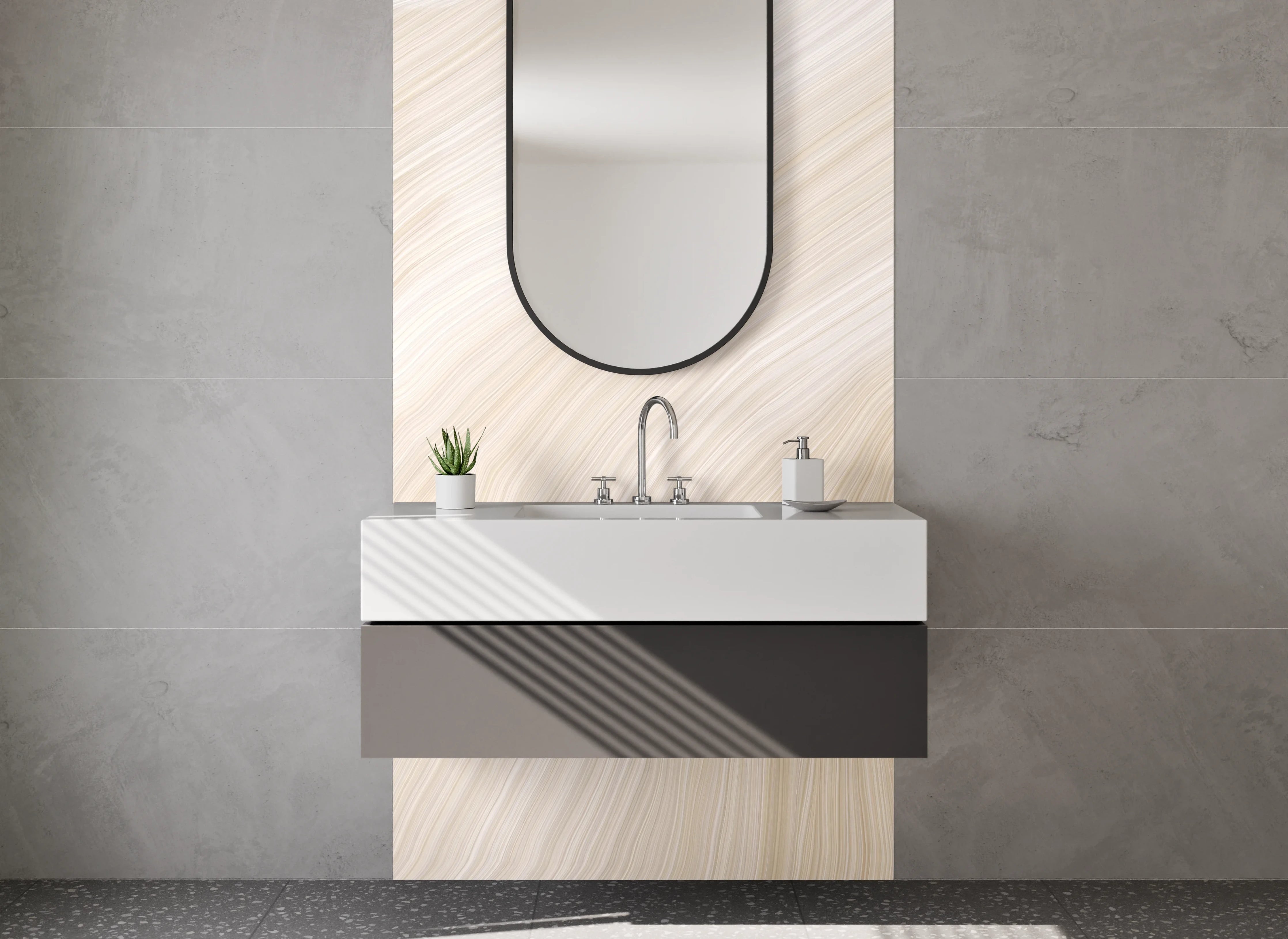 Waschbecken-Rückwand - Abstrakte beige Textur für Rückwände
