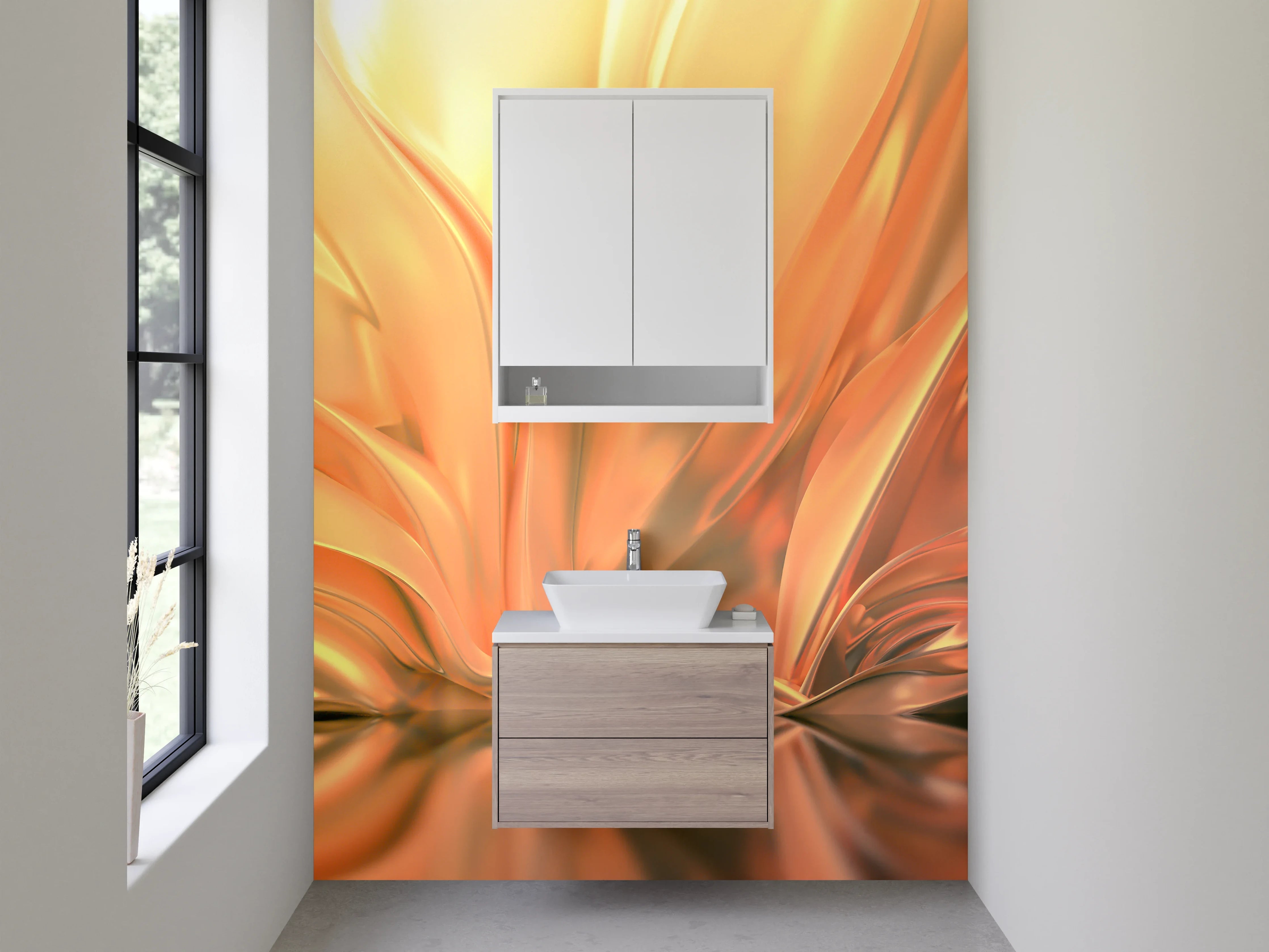 Waschbecken-Rückwand - Abstrakte goldene Eleganz fürs Bad