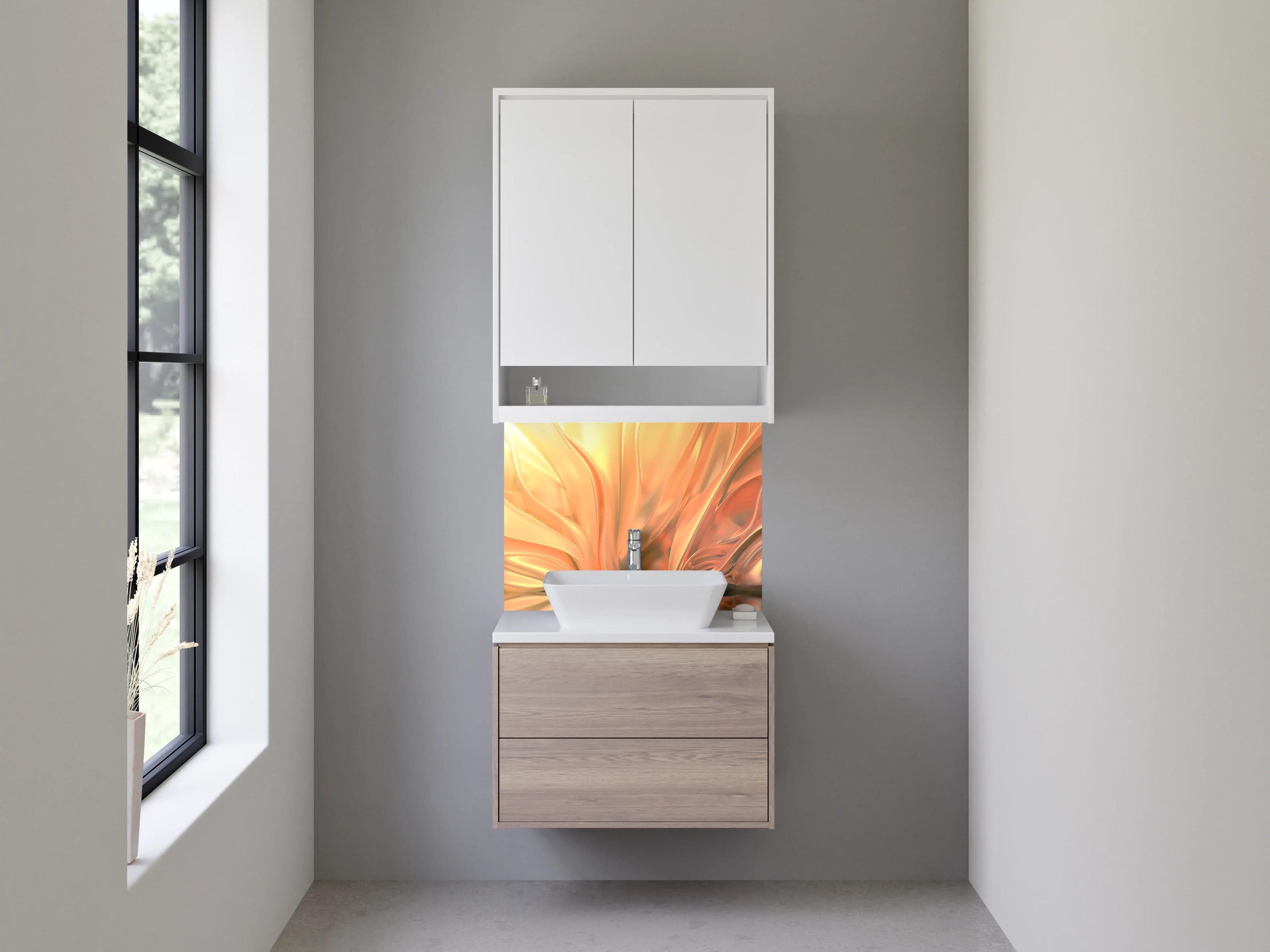 Waschbecken-Rückwand - Abstrakte goldene Eleganz fürs Bad