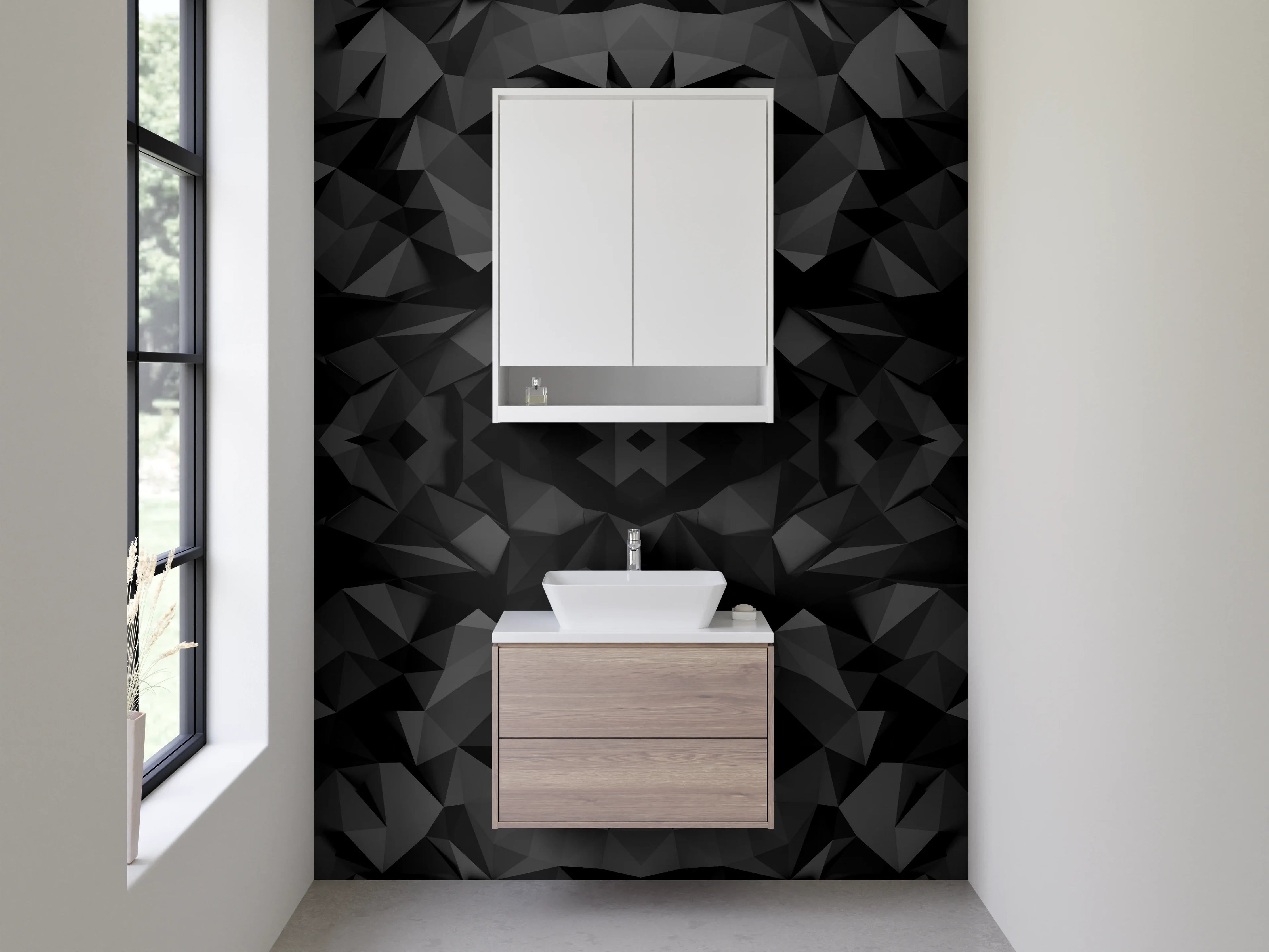 Waschbecken-Rückwand - Abstrakte schwarze 3D-Struktur Wand
