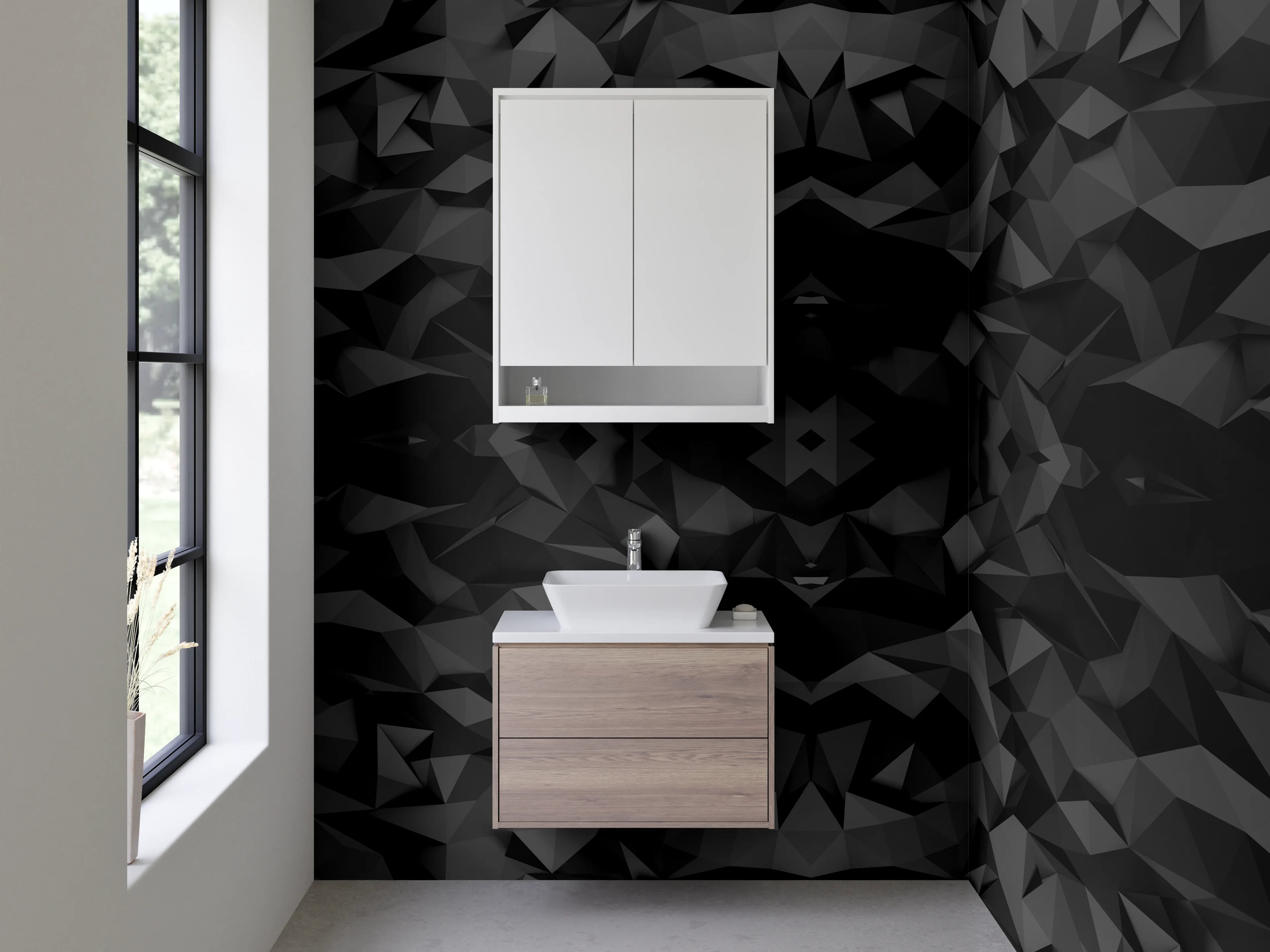 Waschbecken-Rückwand - Abstrakte schwarze 3D-Struktur Wand