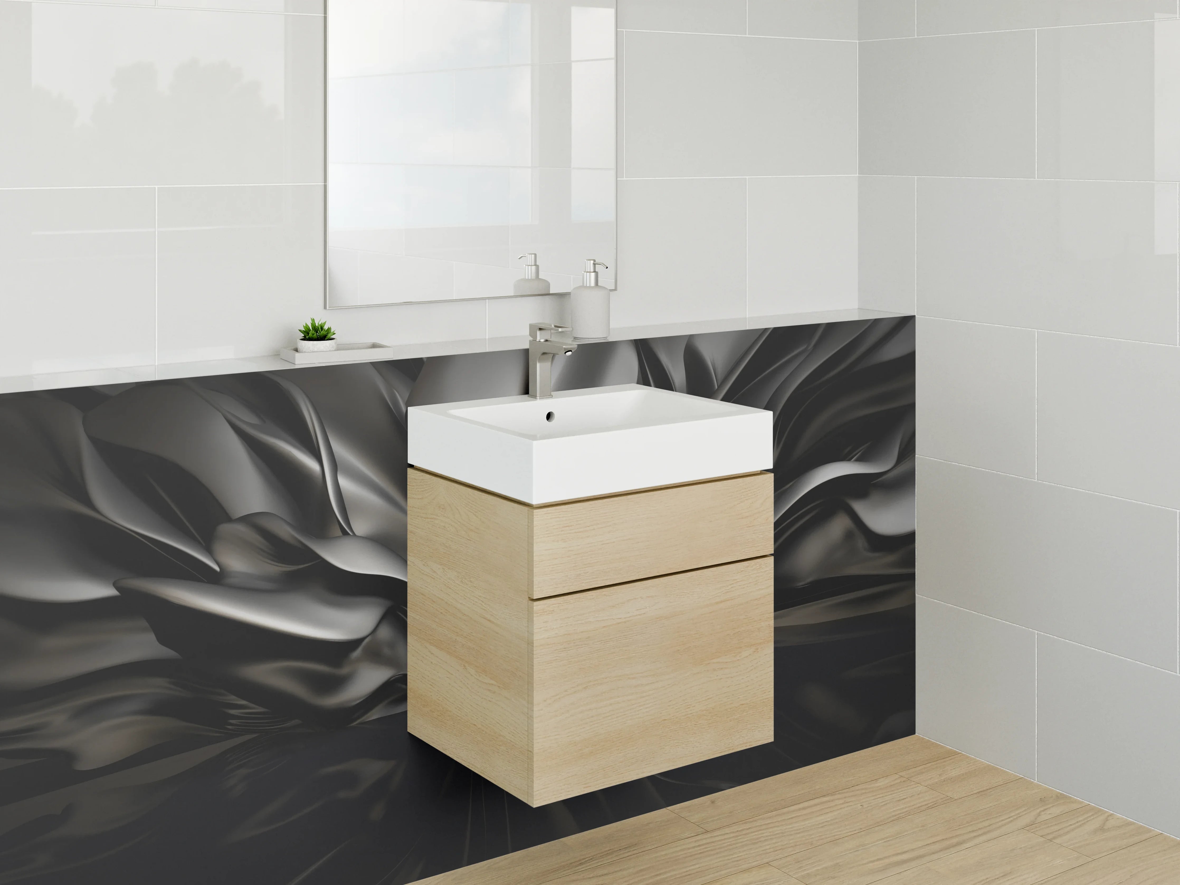 Waschbecken-Rückwand - Abstrakte schwarze Metallic-Optik