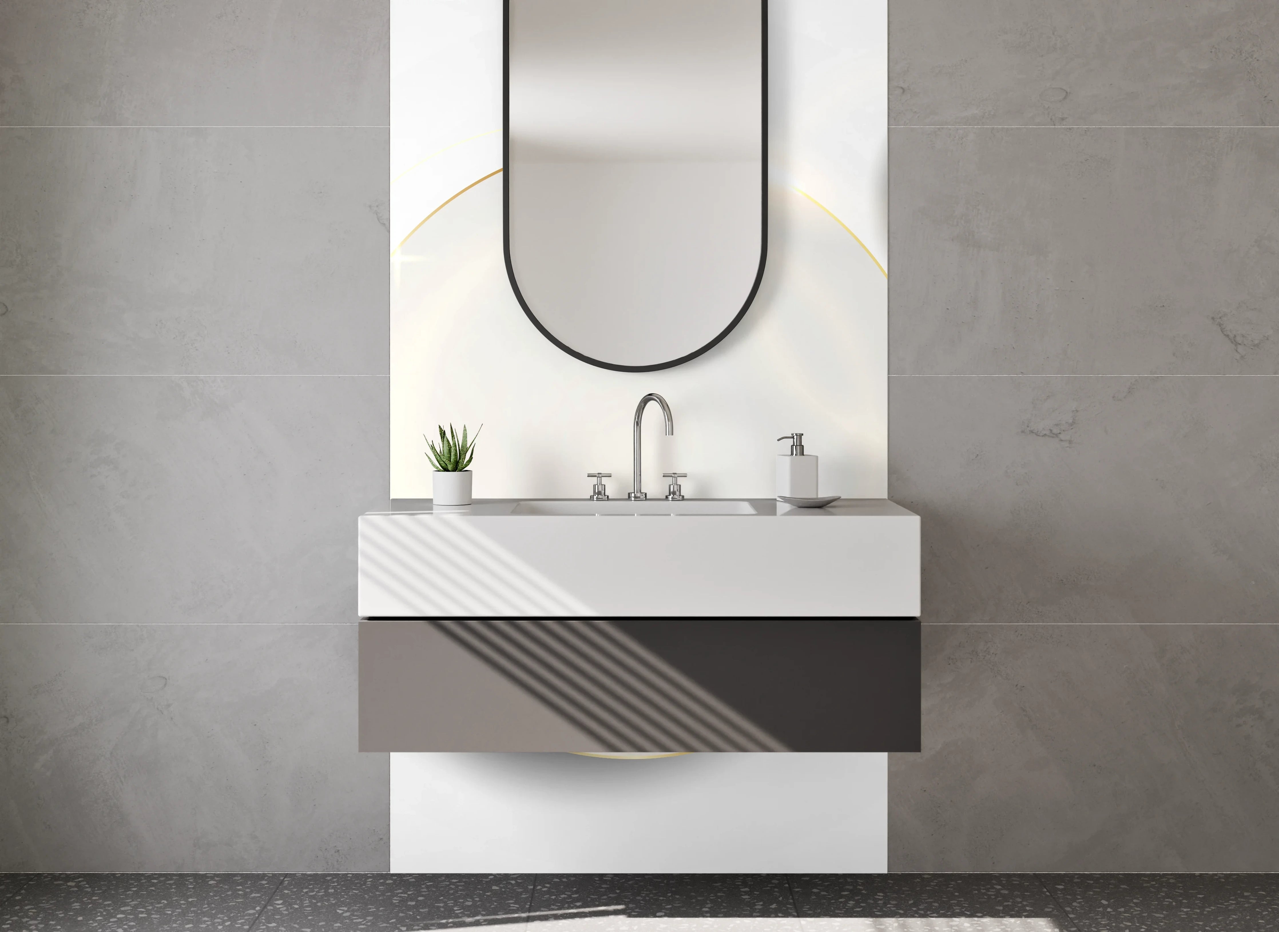 Waschbecken-Rückwand - Abstrakte weiße Kreise Design
