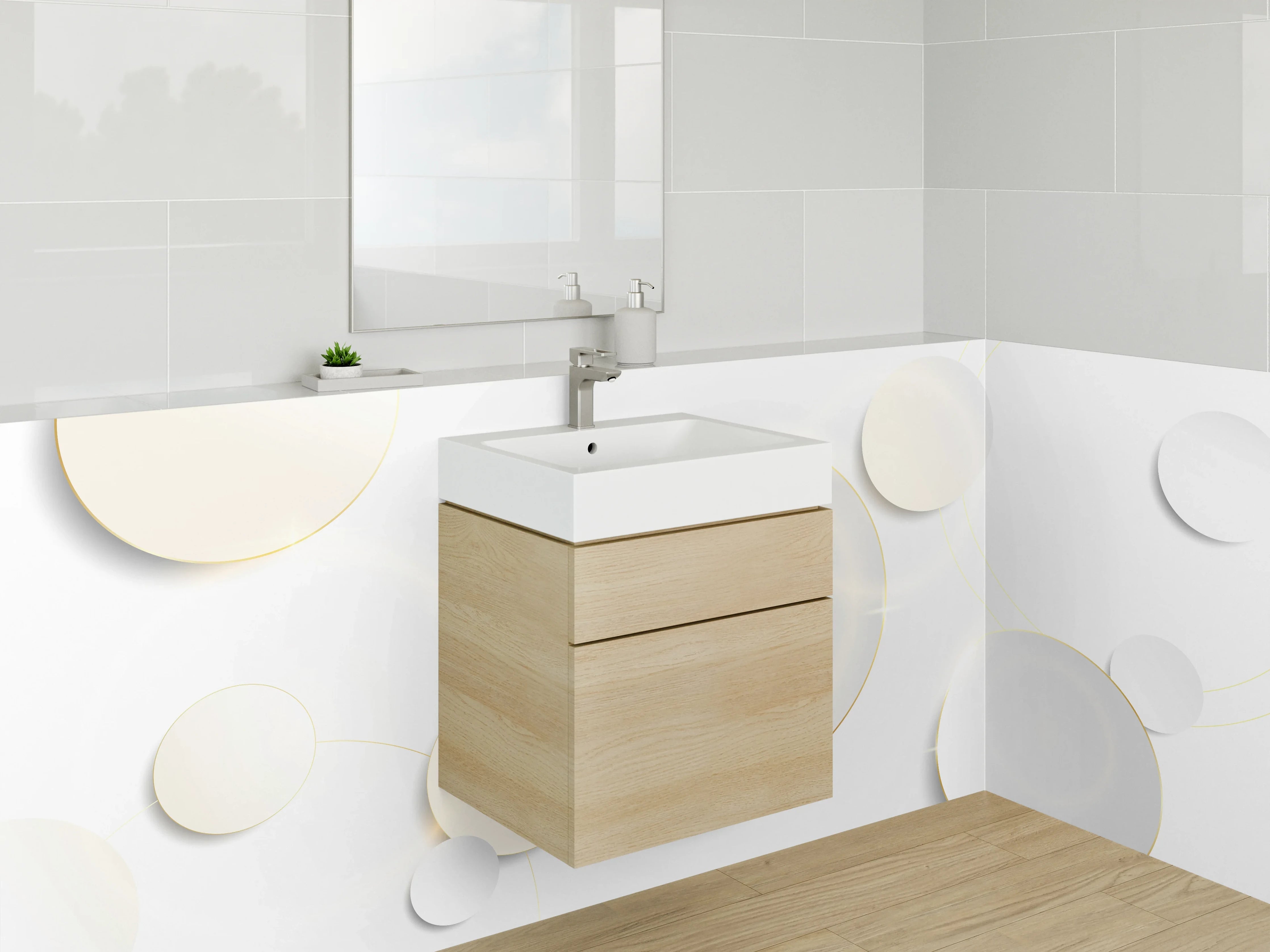 Waschbecken-Rückwand - Abstrakte weiße Kreise Design
