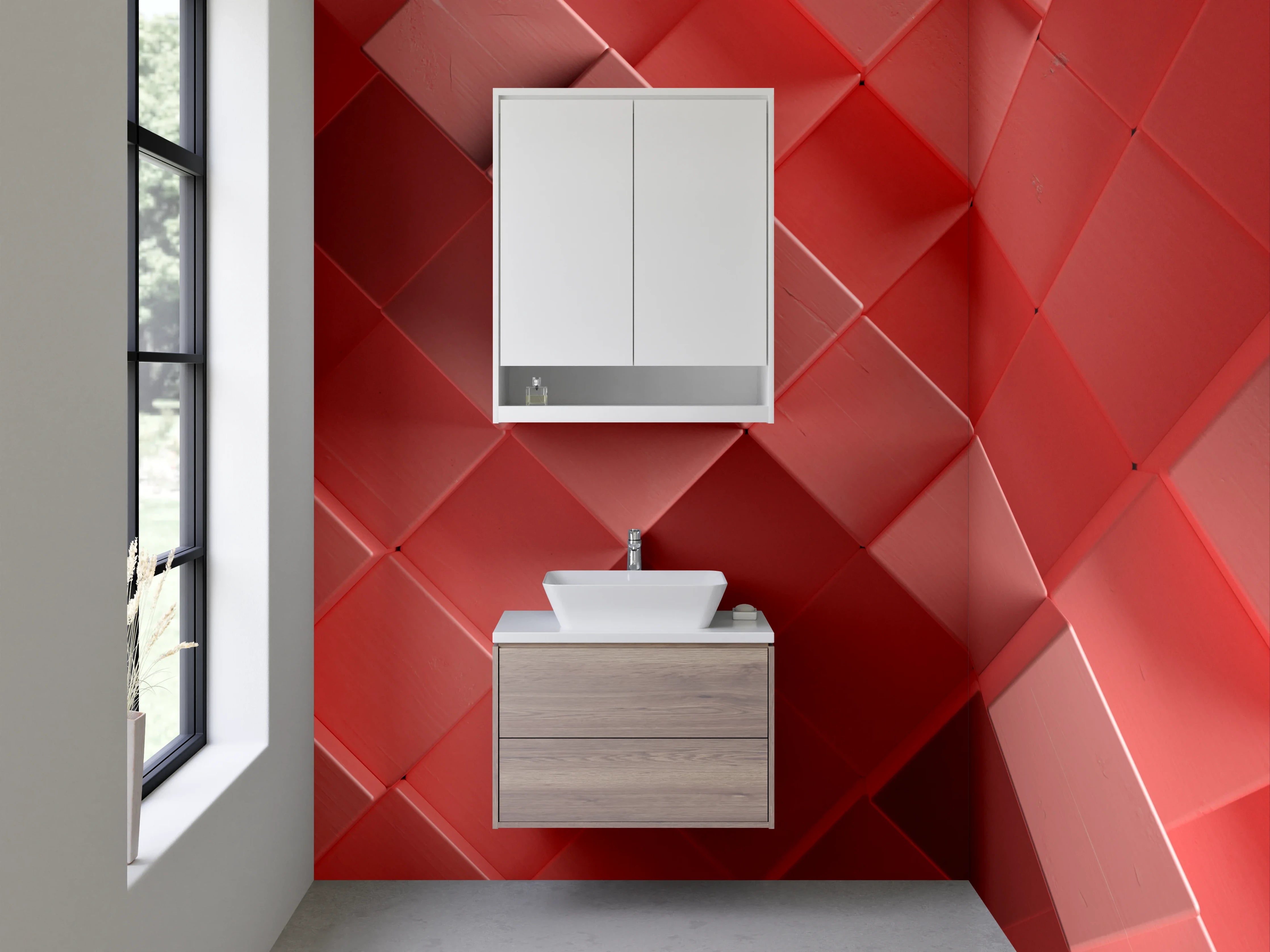 Waschbecken-Rückwand - Abstraktes 3D-Rot-Design