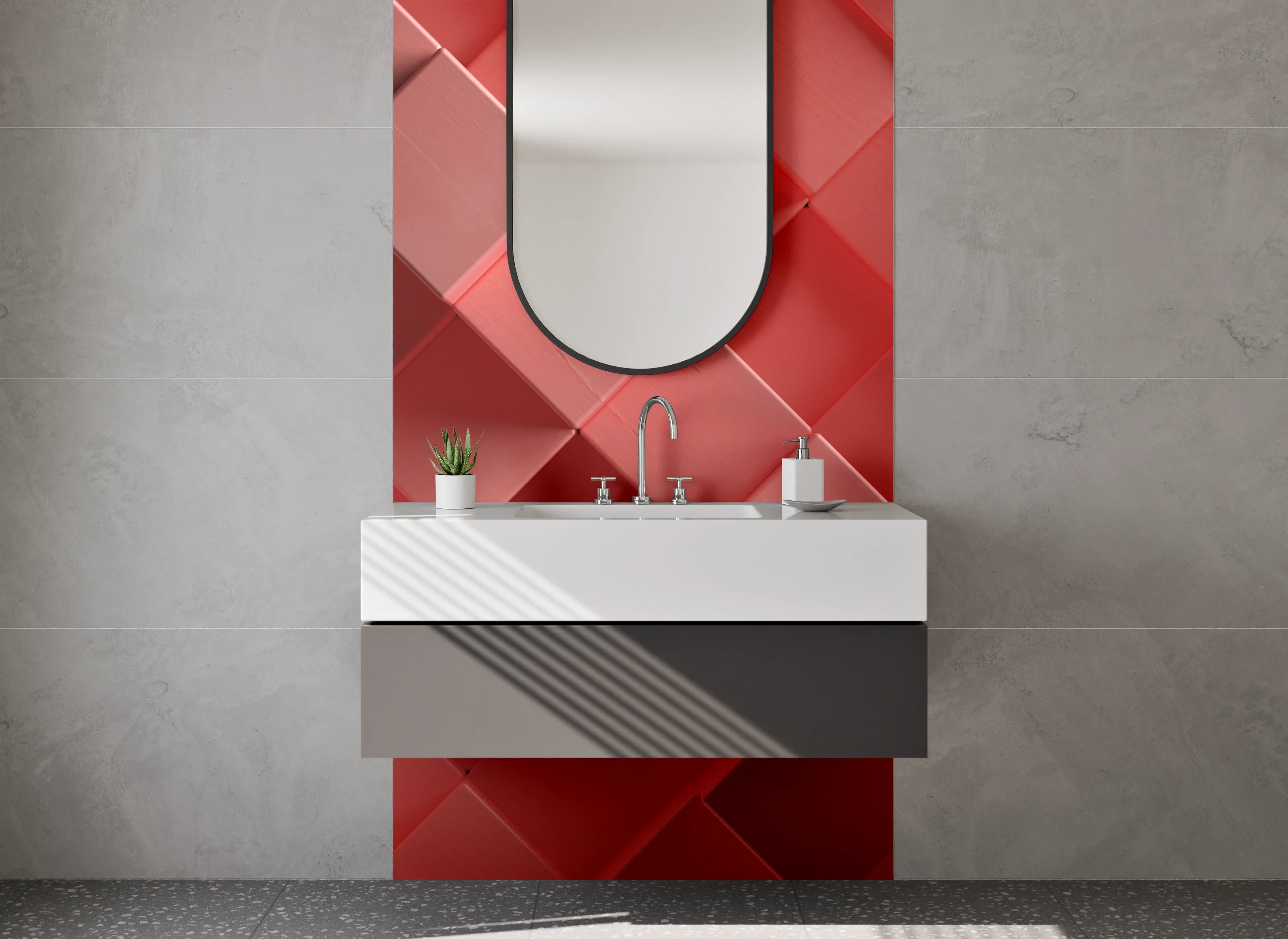 Waschbecken-Rückwand - Abstraktes 3D-Rot-Design
