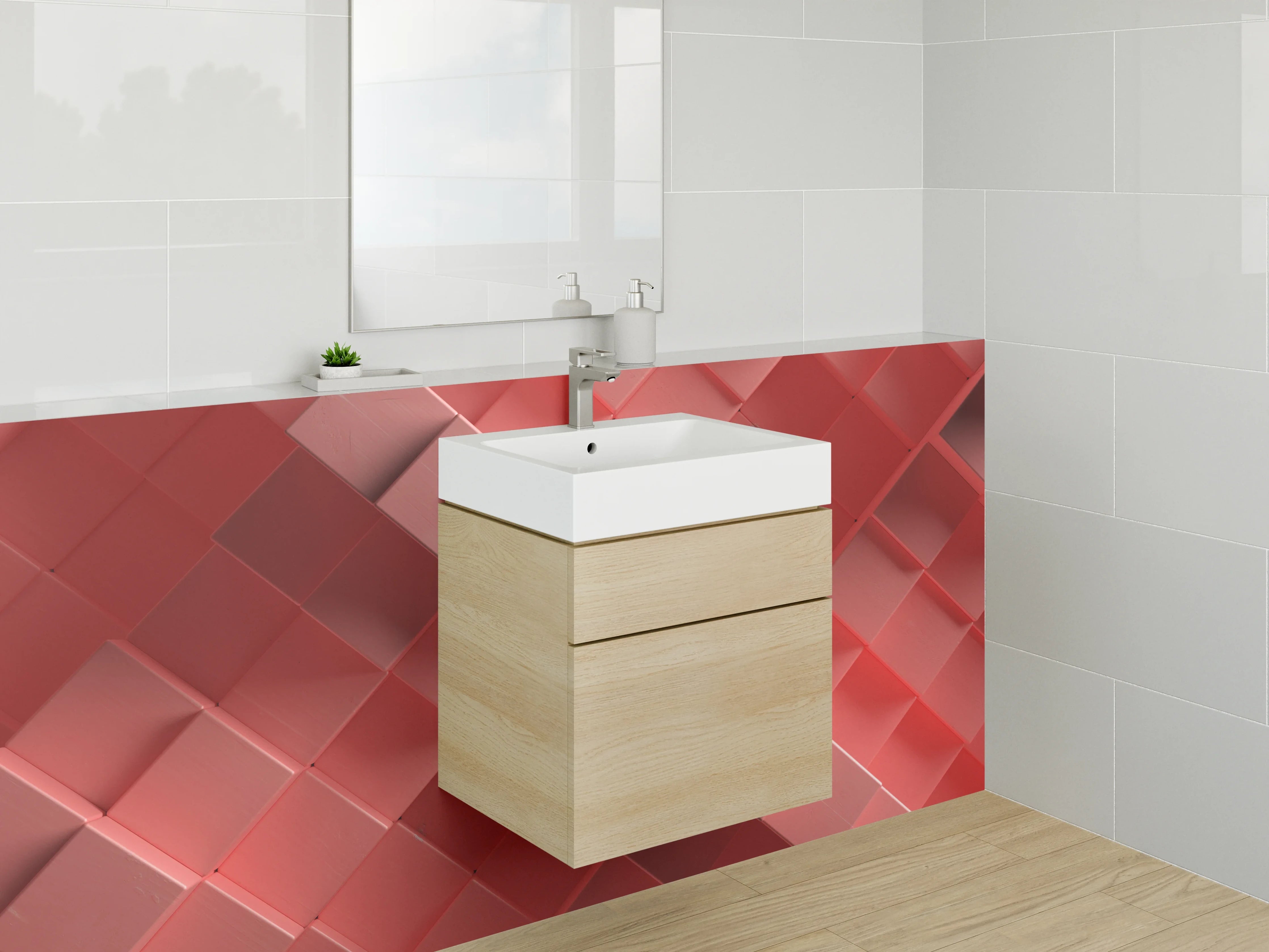 Waschbecken-Rückwand - Abstraktes 3D-Rot-Design