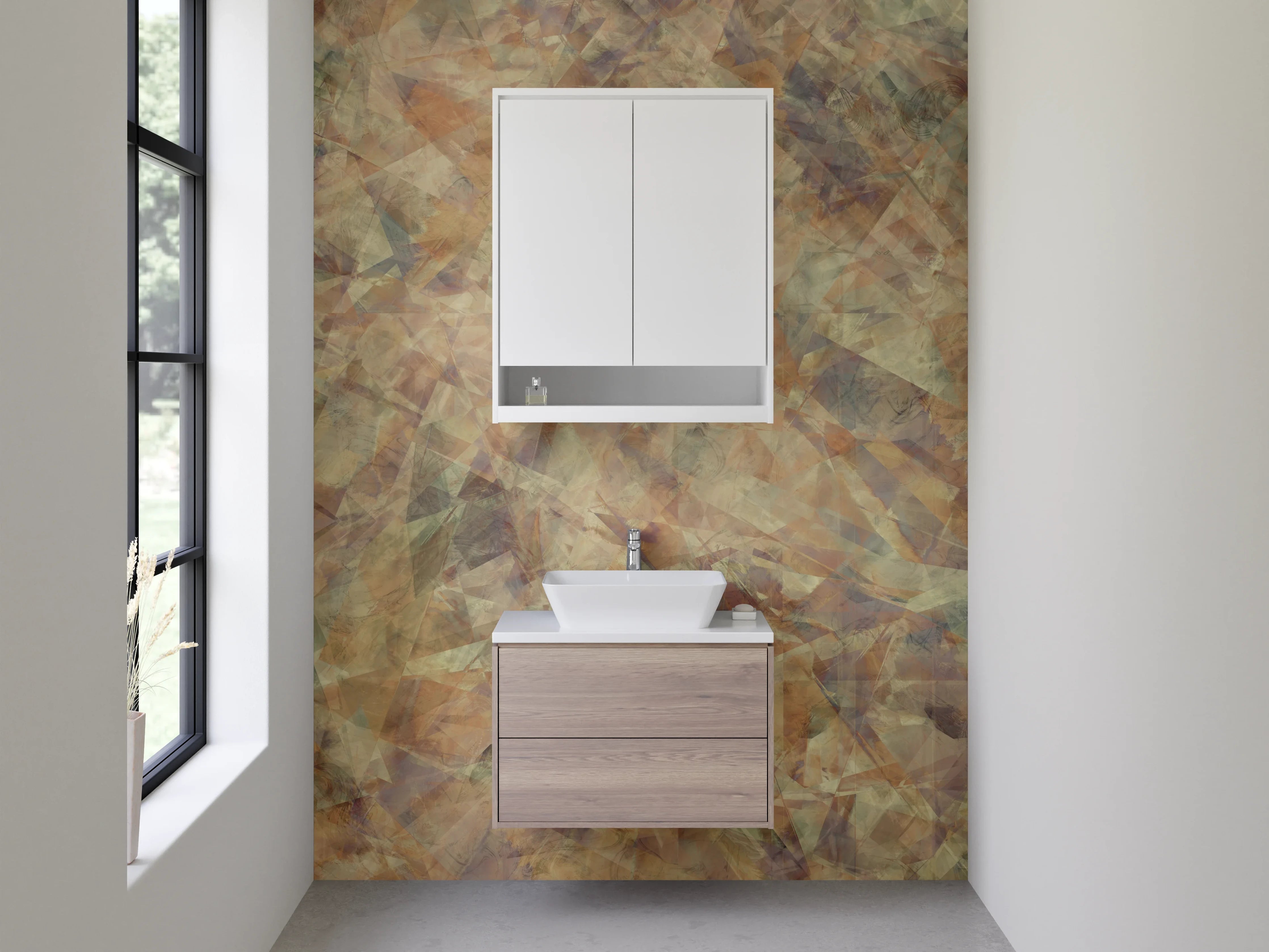 Waschbecken-Rückwand - Abstraktes Beige-Braun Muster