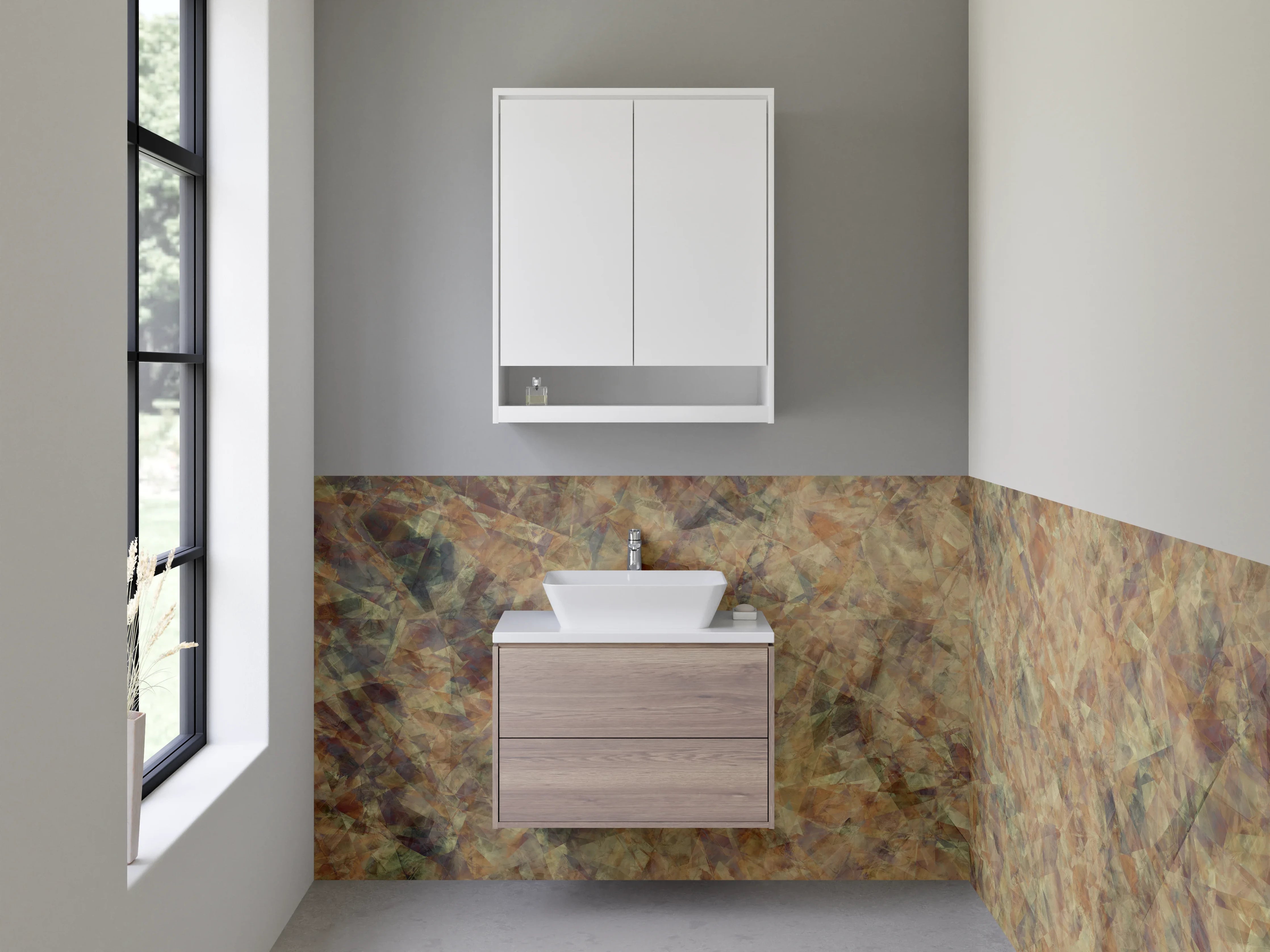 Waschbecken-Rückwand - Abstraktes Beige-Braun Muster