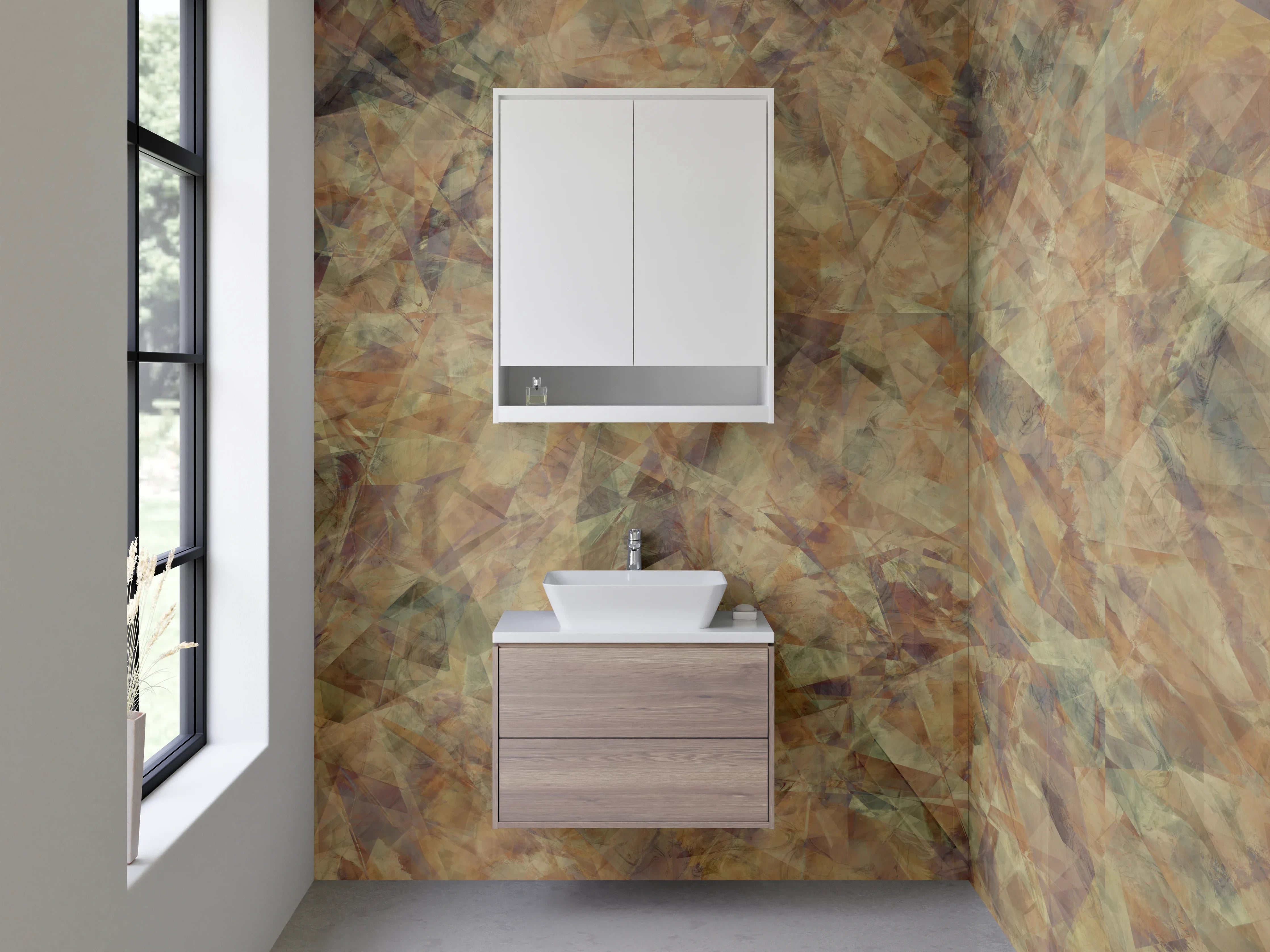 Waschbecken-Rückwand - Abstraktes Beige-Braun Muster