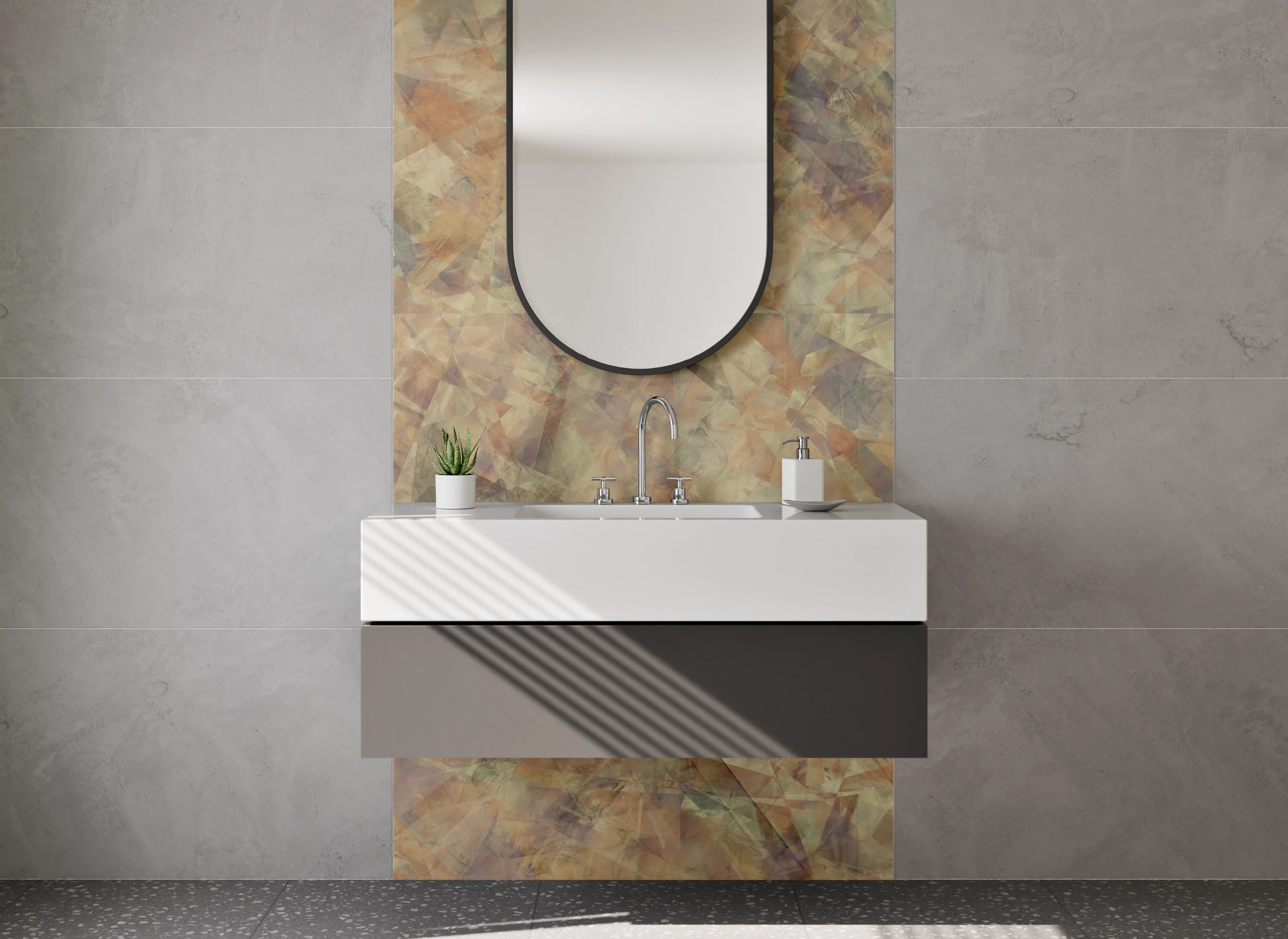 Waschbecken-Rückwand - Abstraktes Beige-Braun Muster