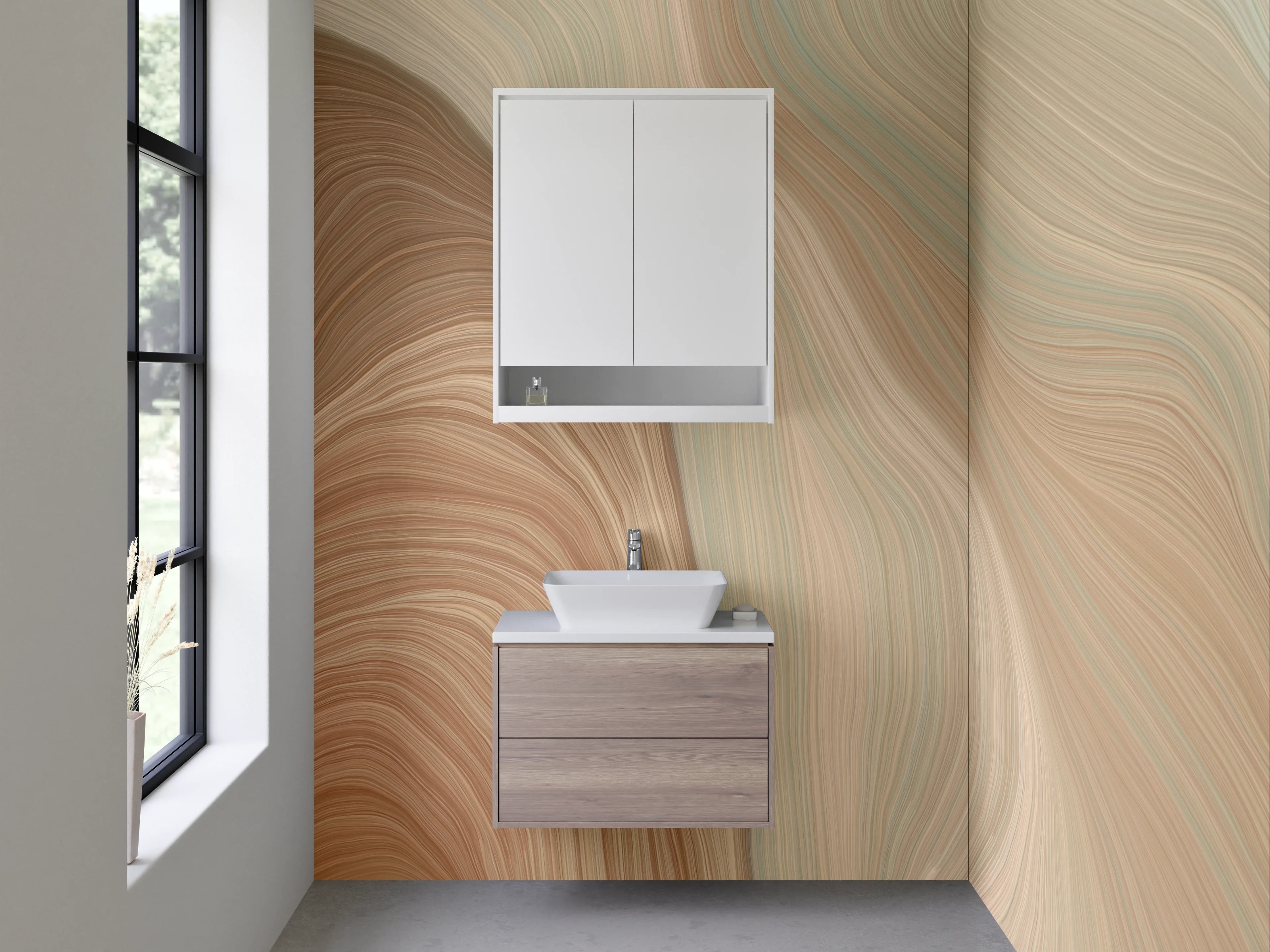 Waschbecken-Rückwand - Abstraktes Beige-Braun Wandmotiv