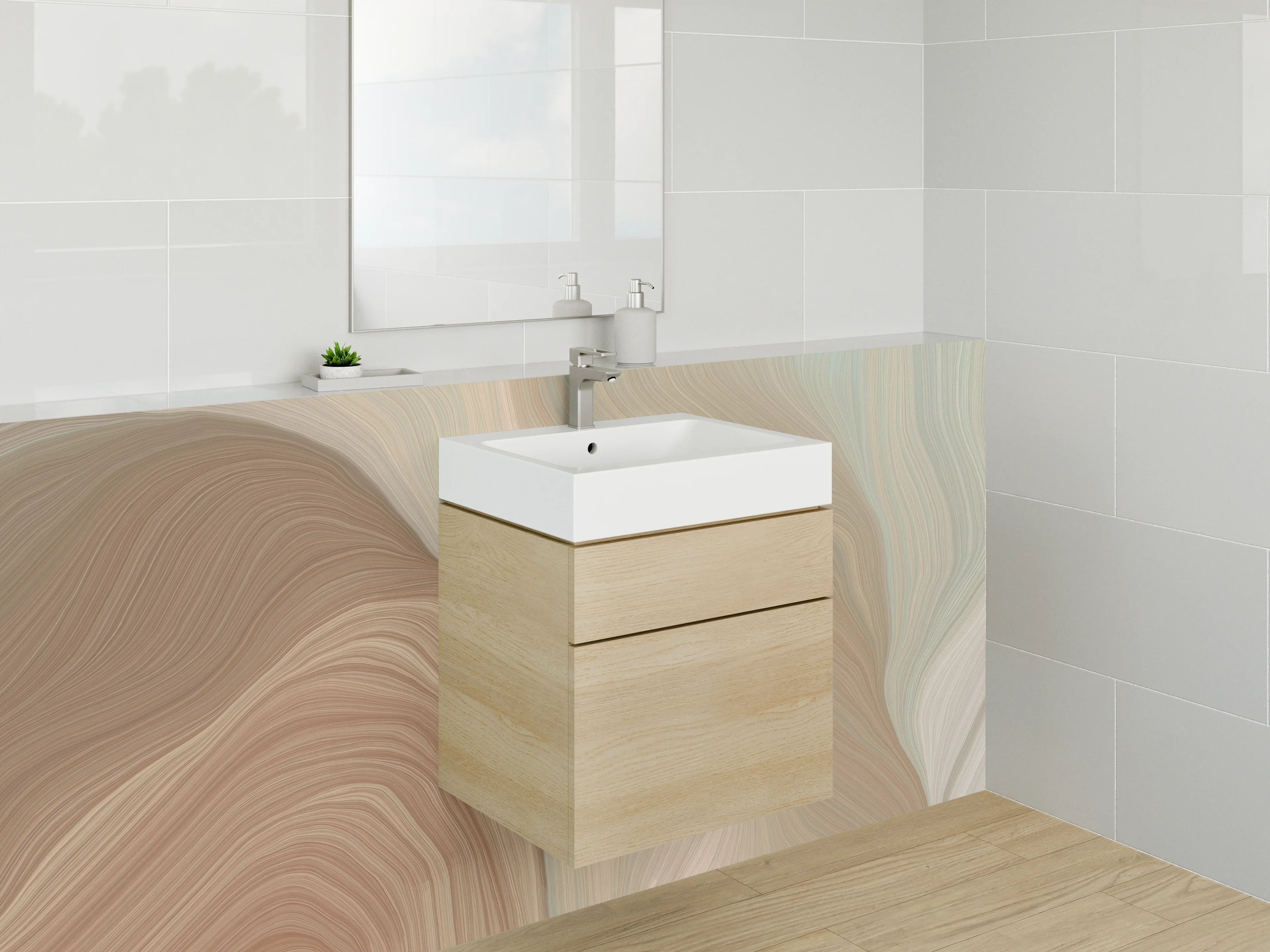 Waschbecken-Rückwand - Abstraktes Beige-Braun Wandmotiv