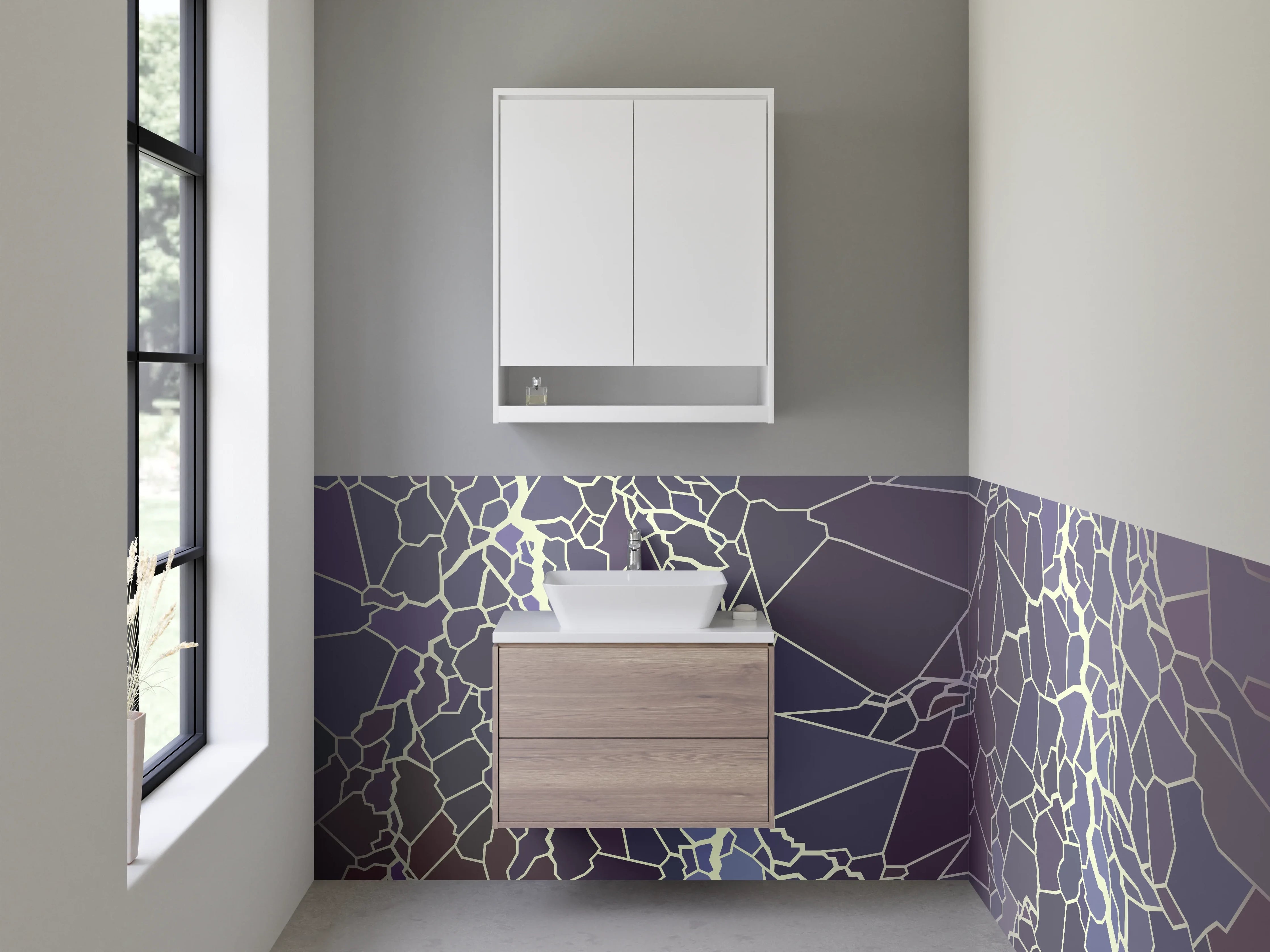 Waschbecken-Rückwand - Abstraktes Blitze-Mosaik Design
