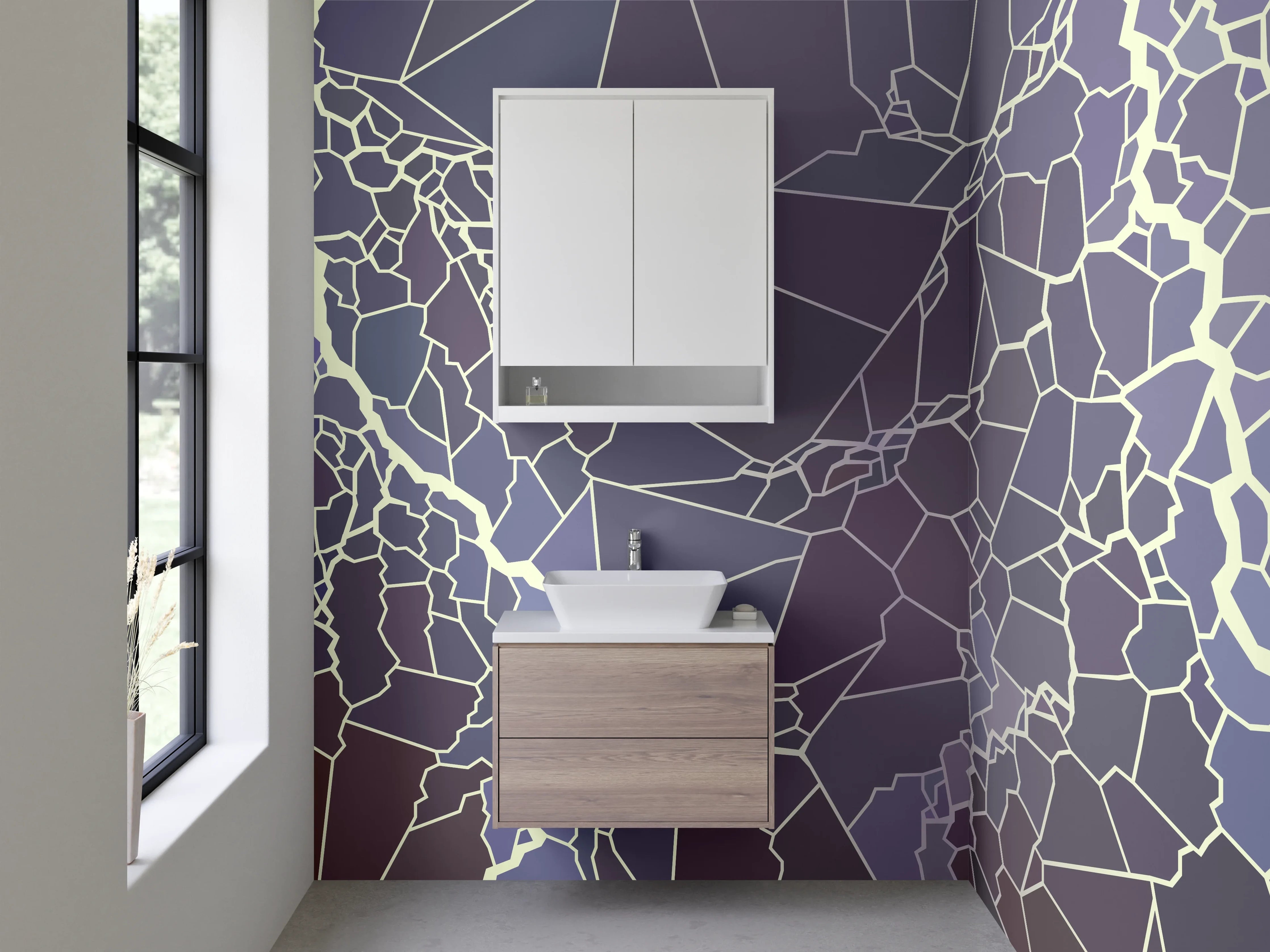 Waschbecken-Rückwand - Abstraktes Blitze-Mosaik Design