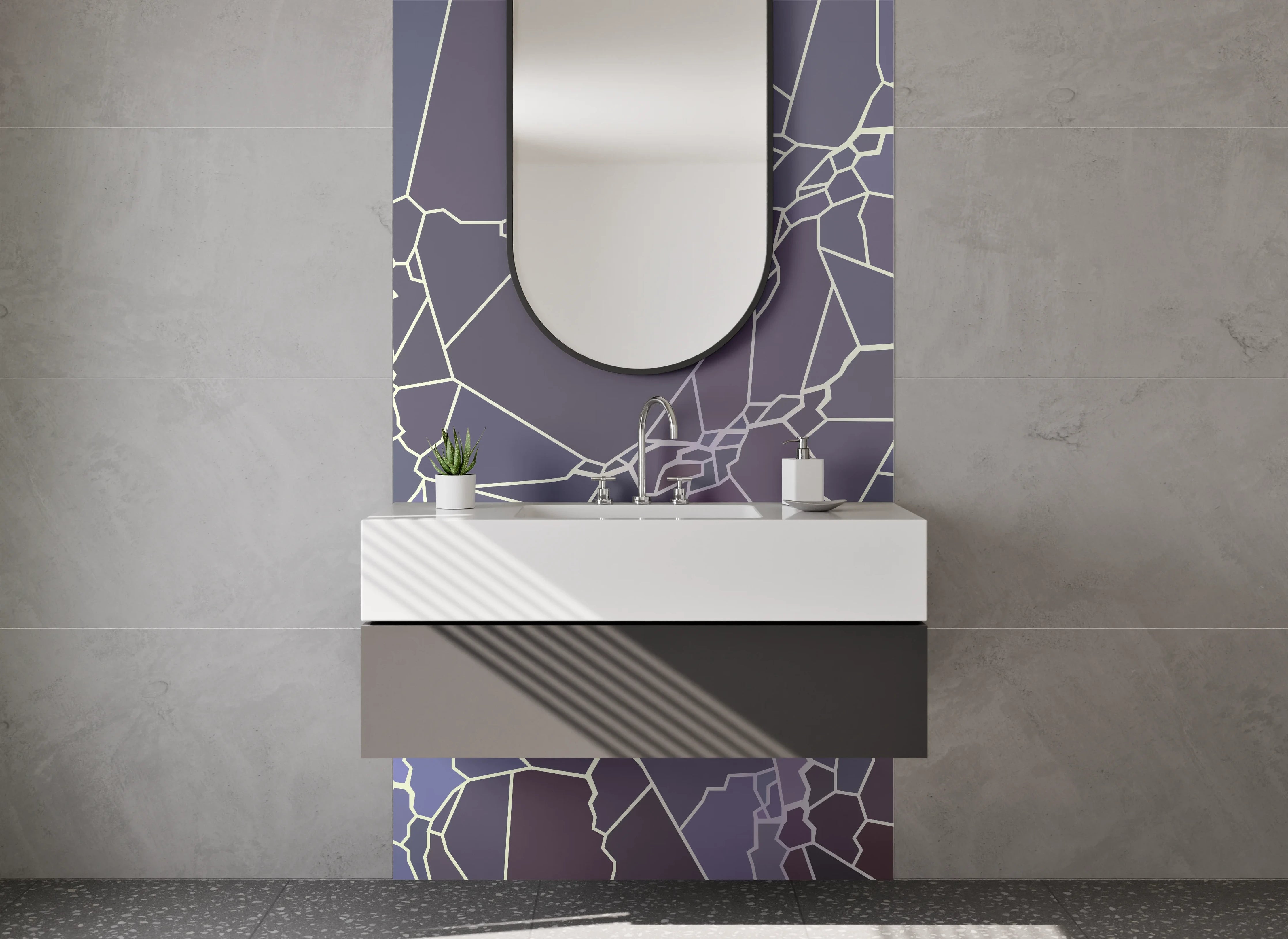 Waschbecken-Rückwand - Abstraktes Blitze-Mosaik Design