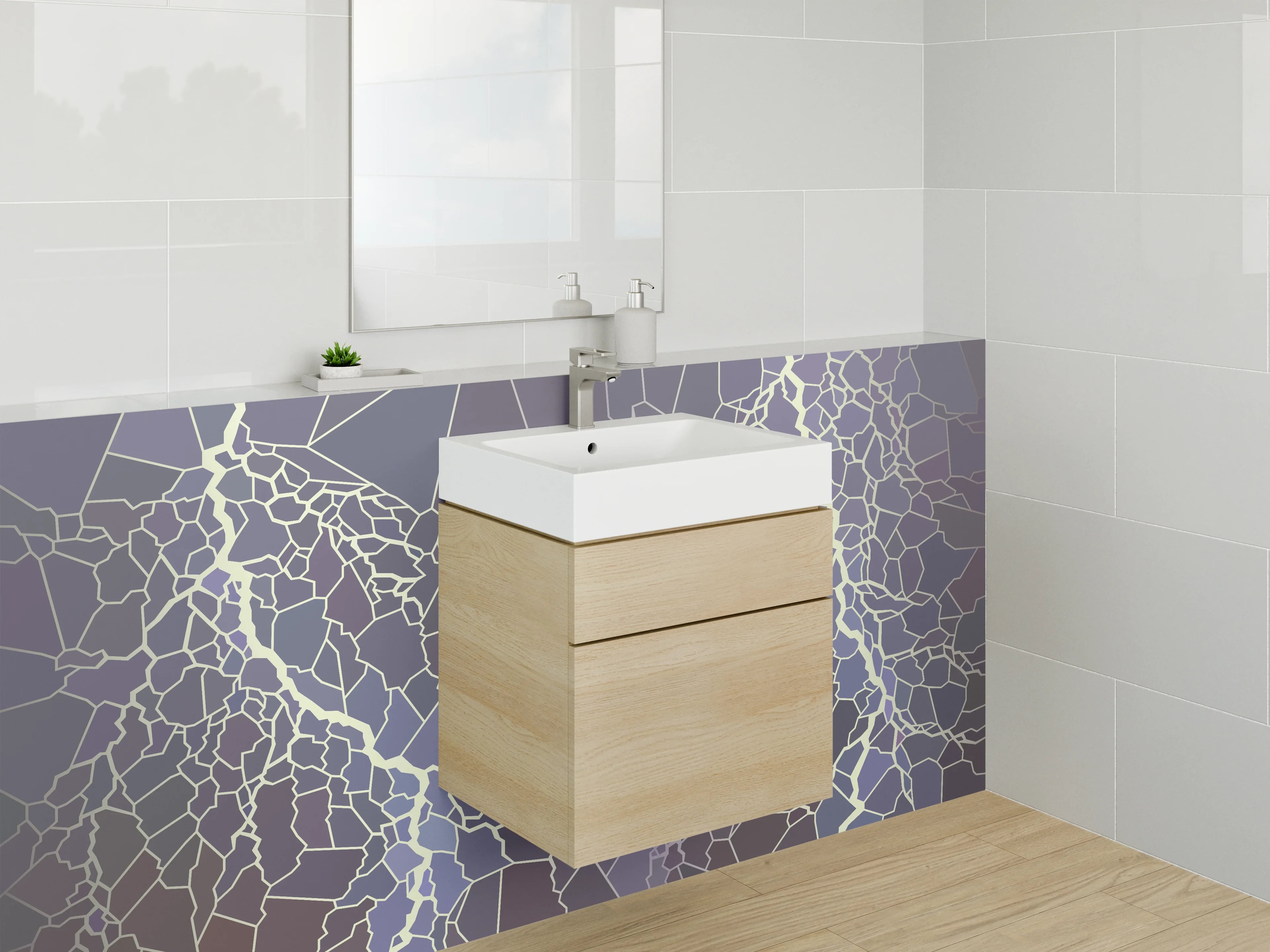 Waschbecken-Rückwand - Abstraktes Blitze-Mosaik Design