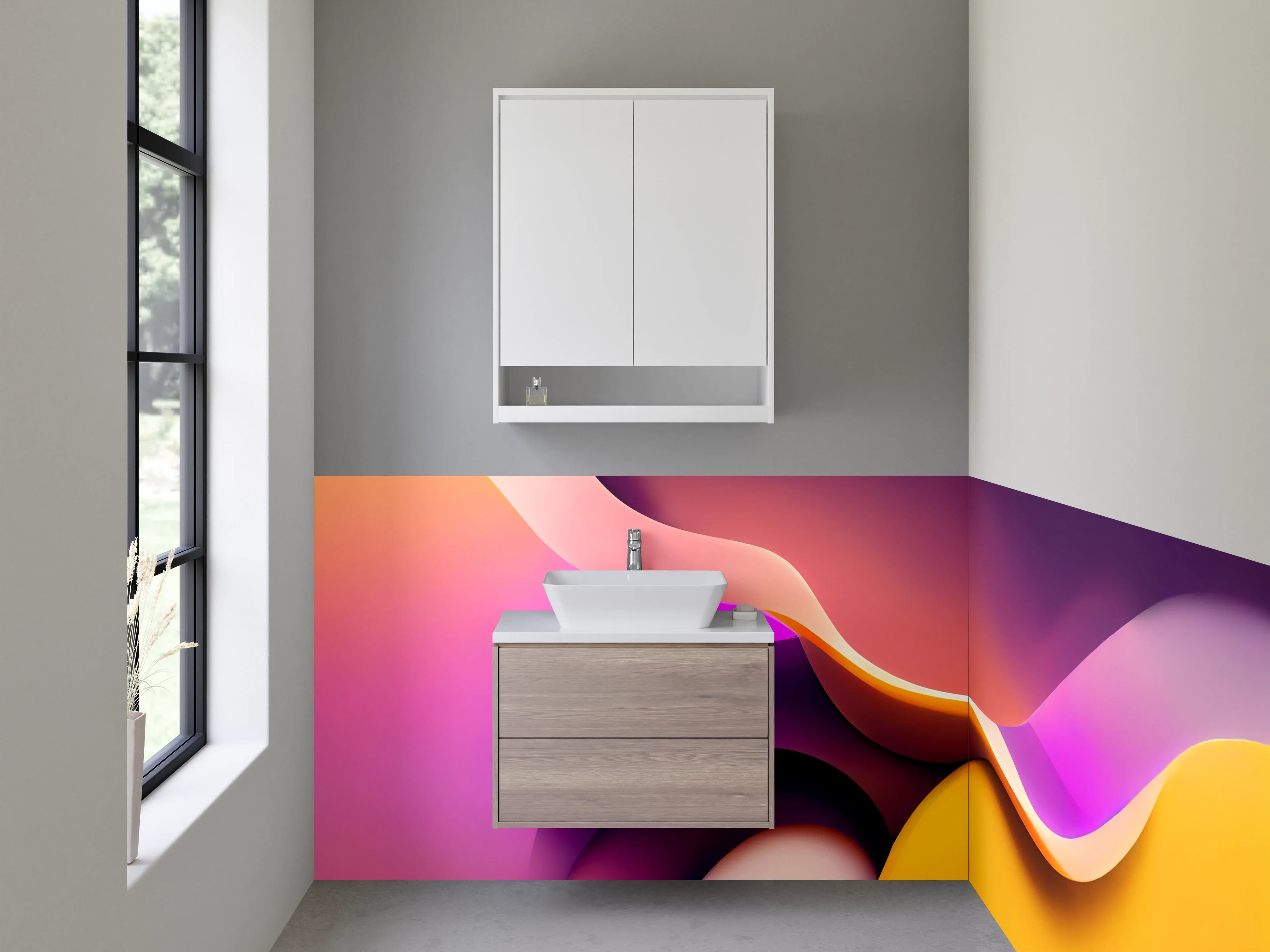 Waschbecken-Rückwand - Abstraktes Farbspiel Modern Kunst
