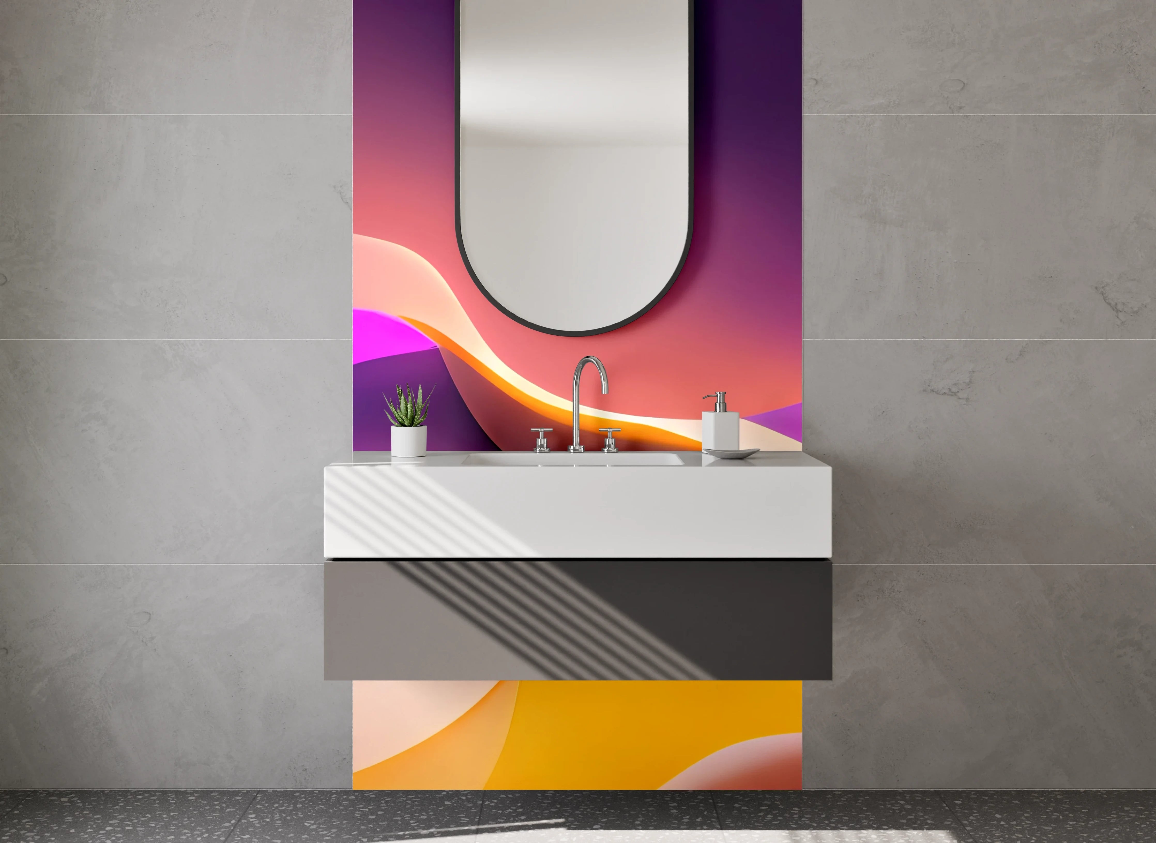 Waschbecken-Rückwand - Abstraktes Farbspiel Modern Kunst