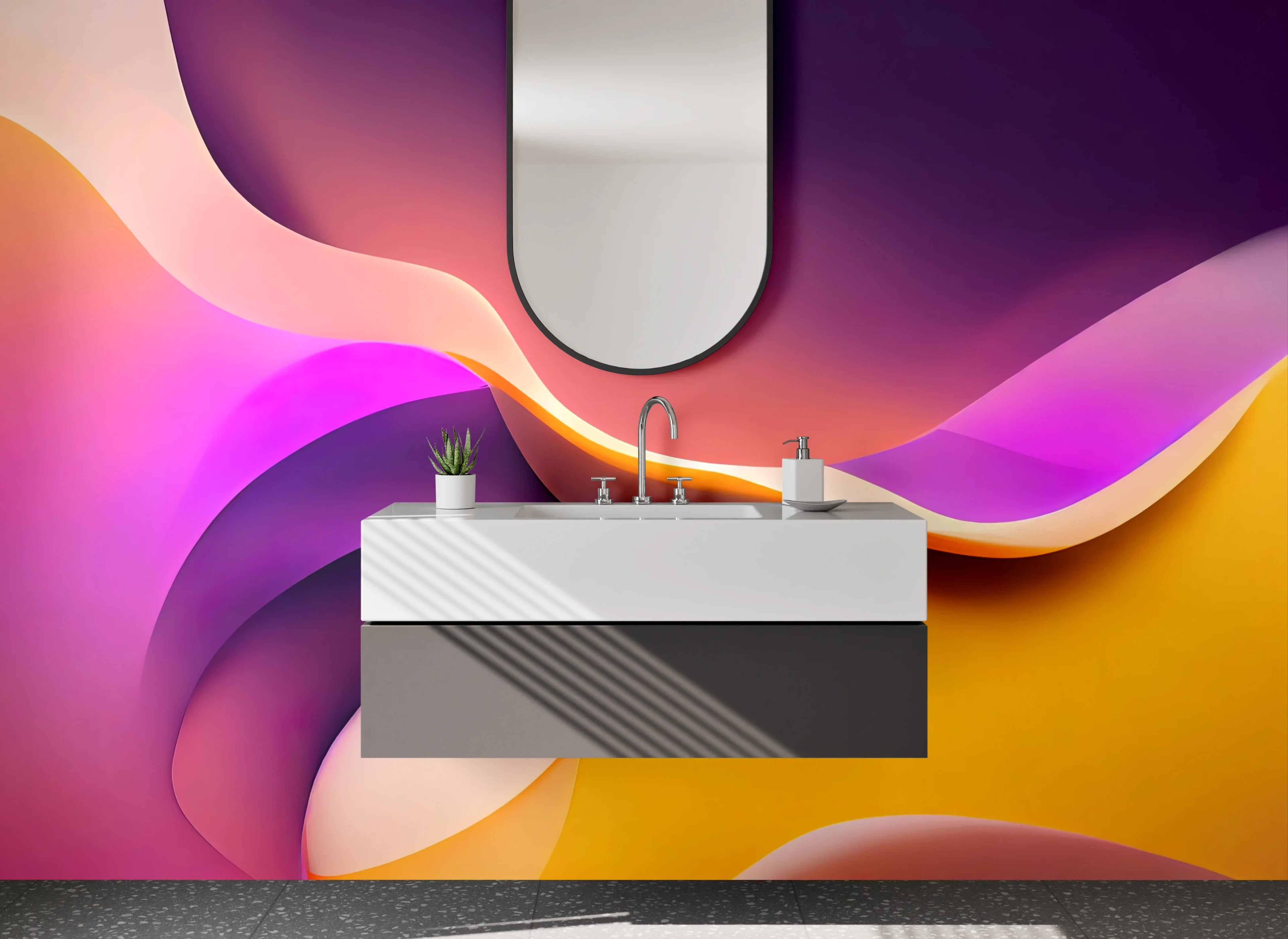 Waschbecken-Rückwand - Abstraktes Farbspiel Modern Kunst