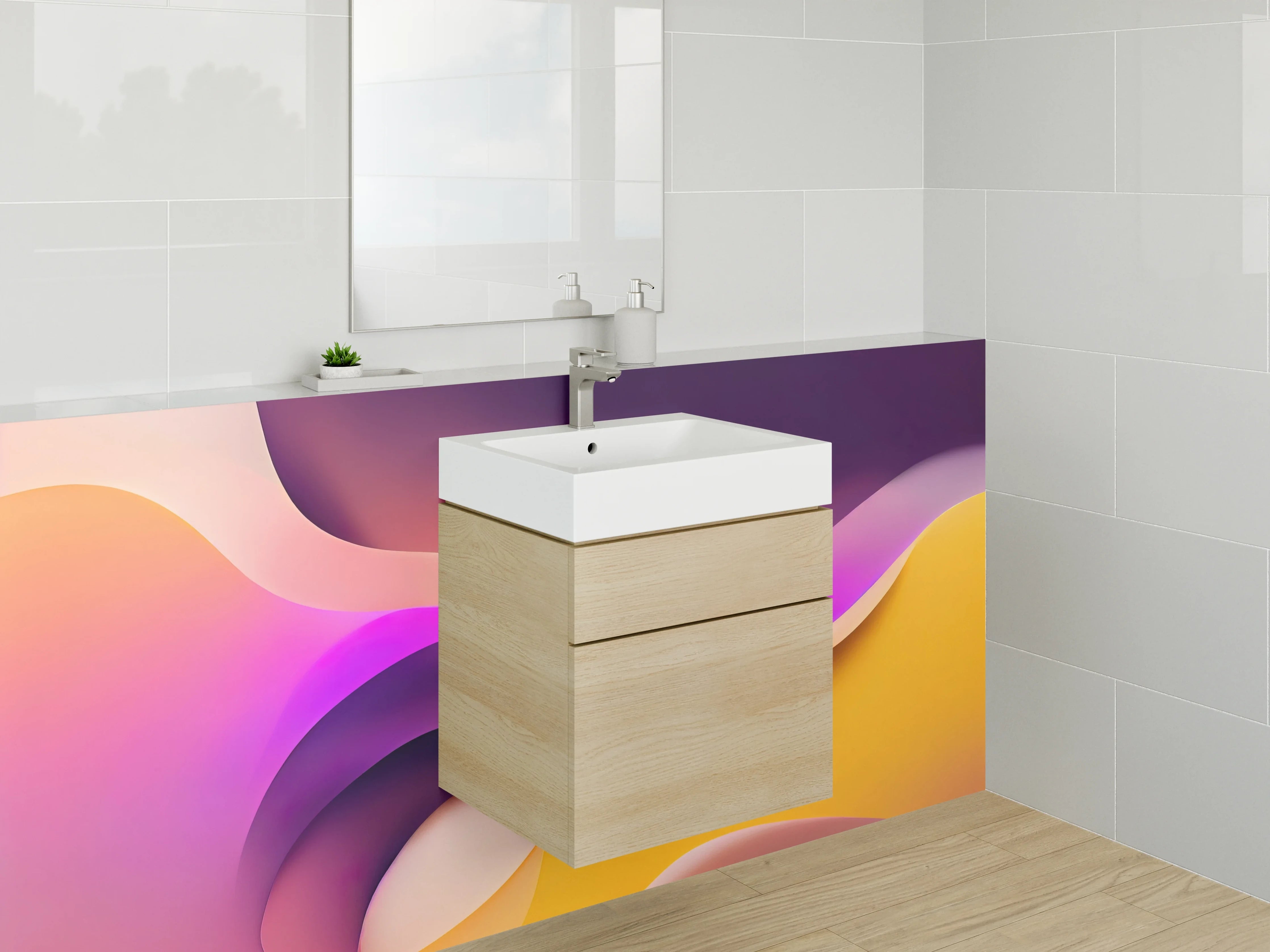 Waschbecken-Rückwand - Abstraktes Farbspiel Modern Kunst