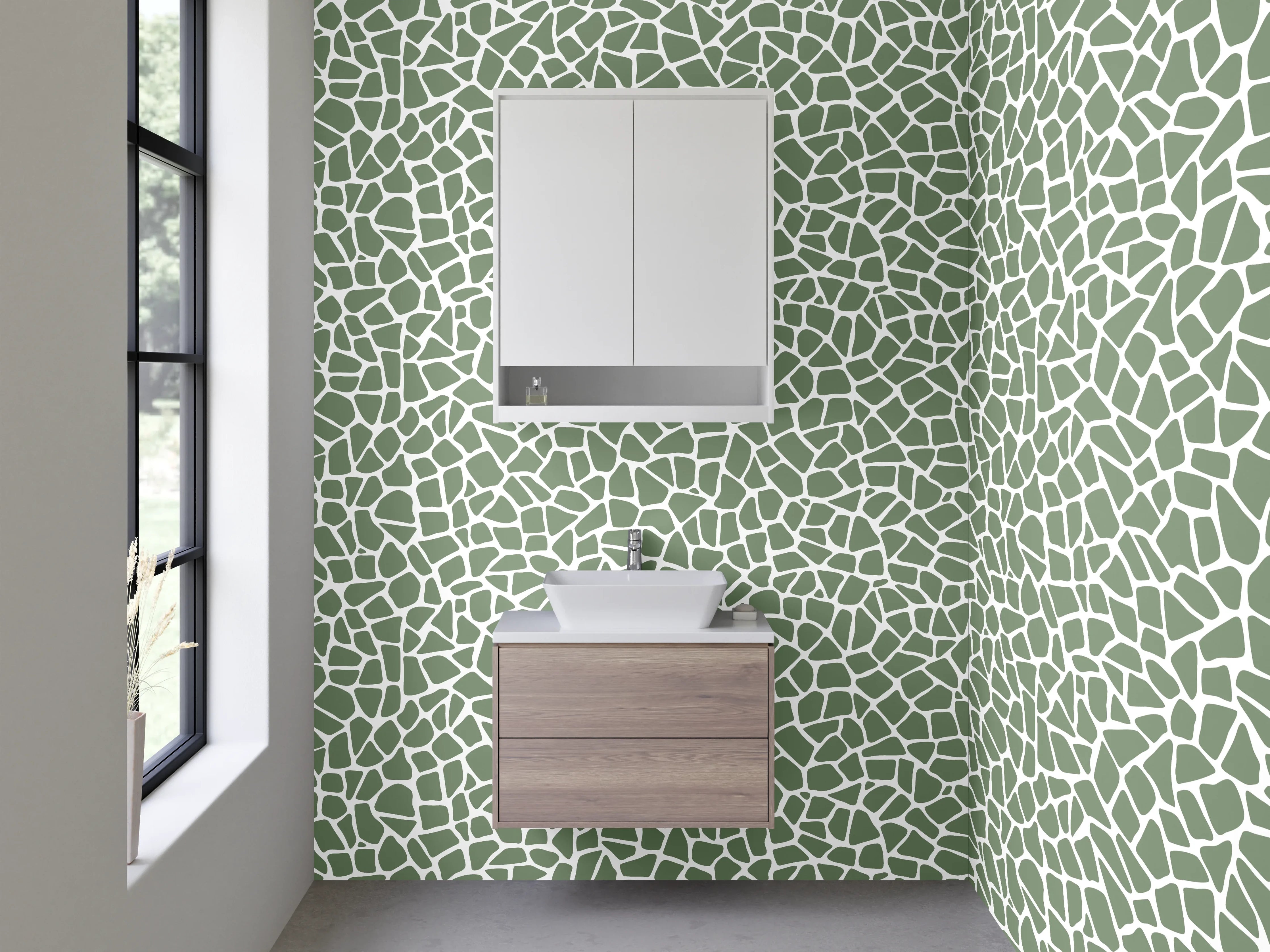 Waschbecken-Rückwand - Abstraktes Mosaikmuster in Grün