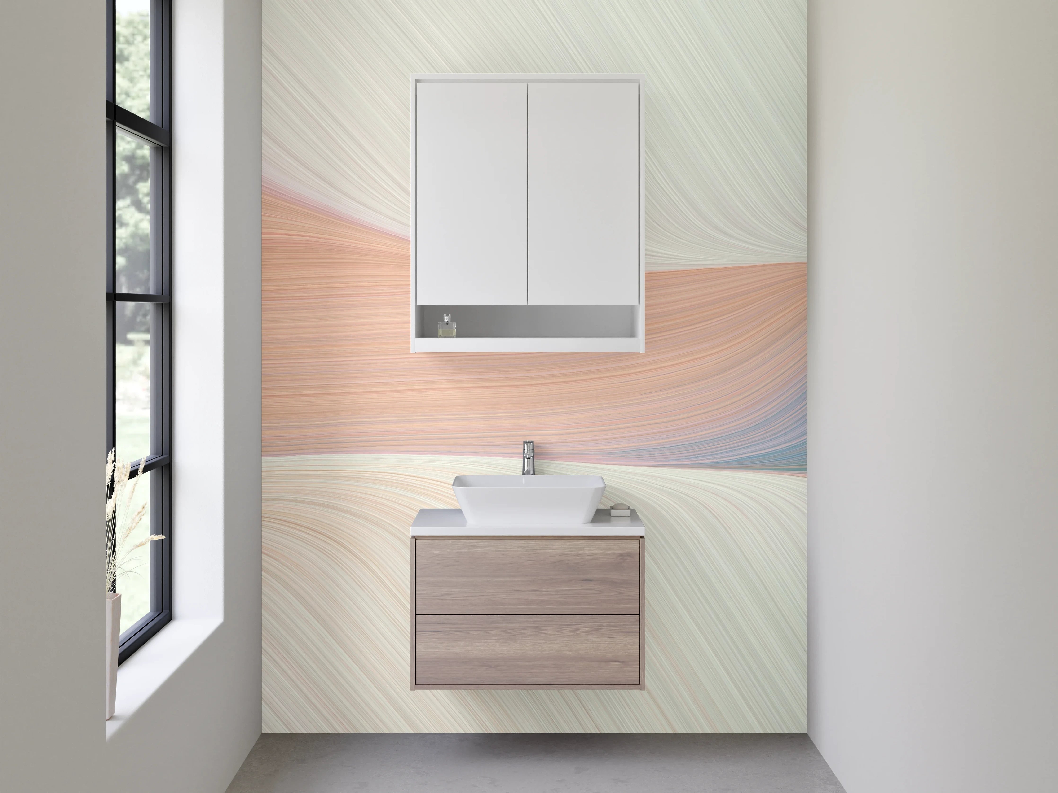 Waschbecken-Rückwand - Abstraktes Pastell-Wandbild für Bad