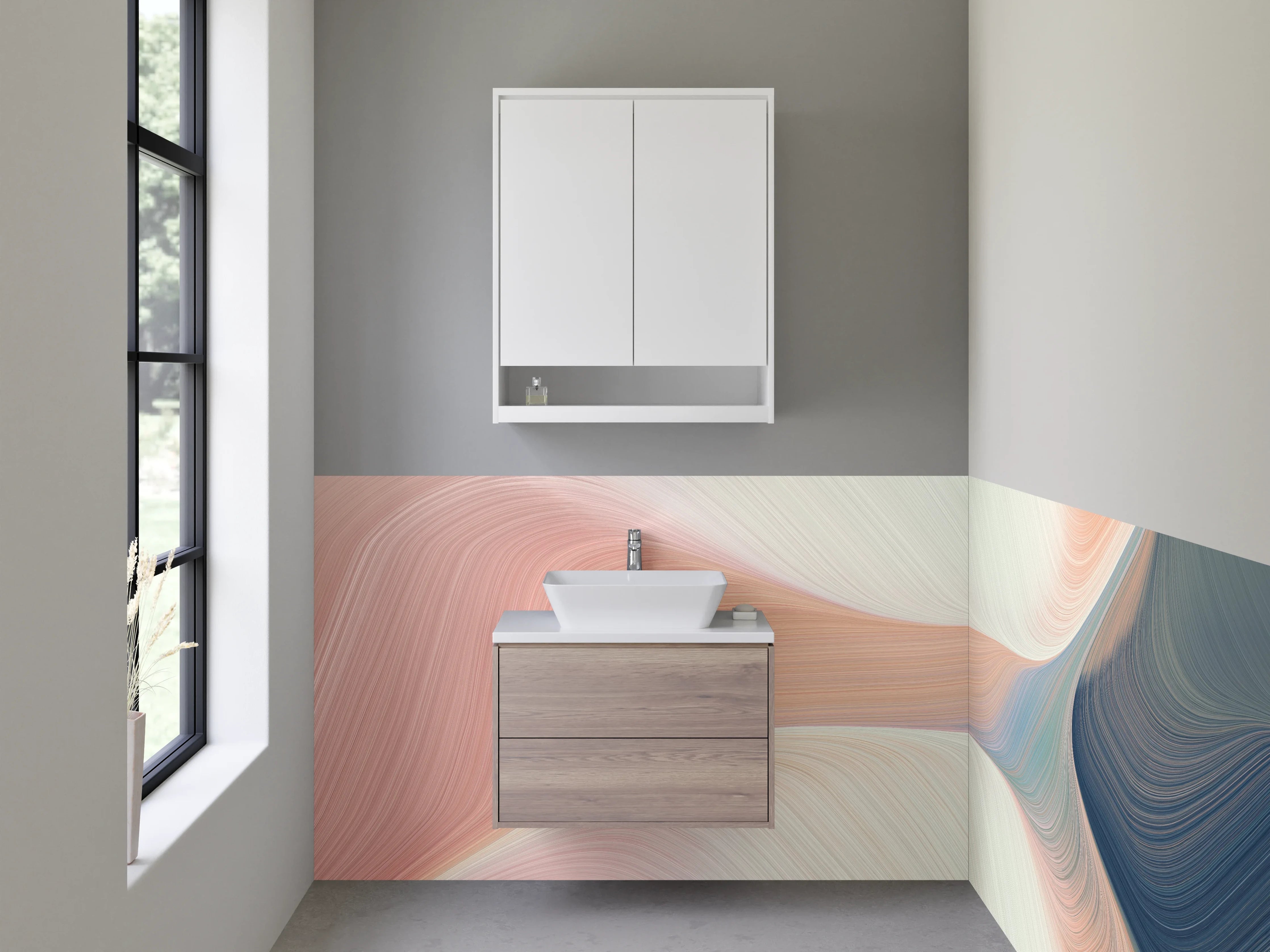 Waschbecken-Rückwand - Abstraktes Pastell-Wandbild für Bad