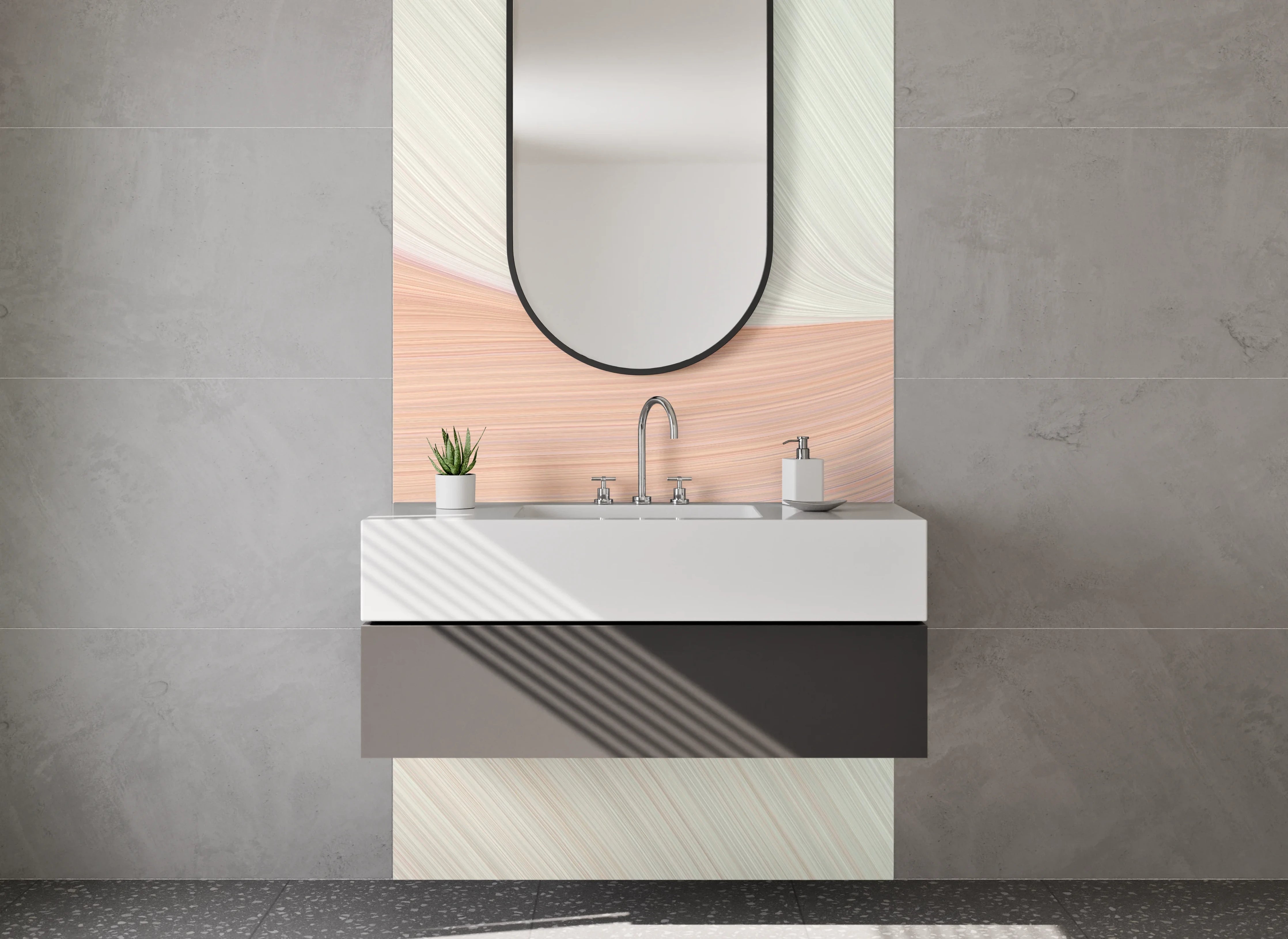 Waschbecken-Rückwand - Abstraktes Pastell-Wandbild für Bad