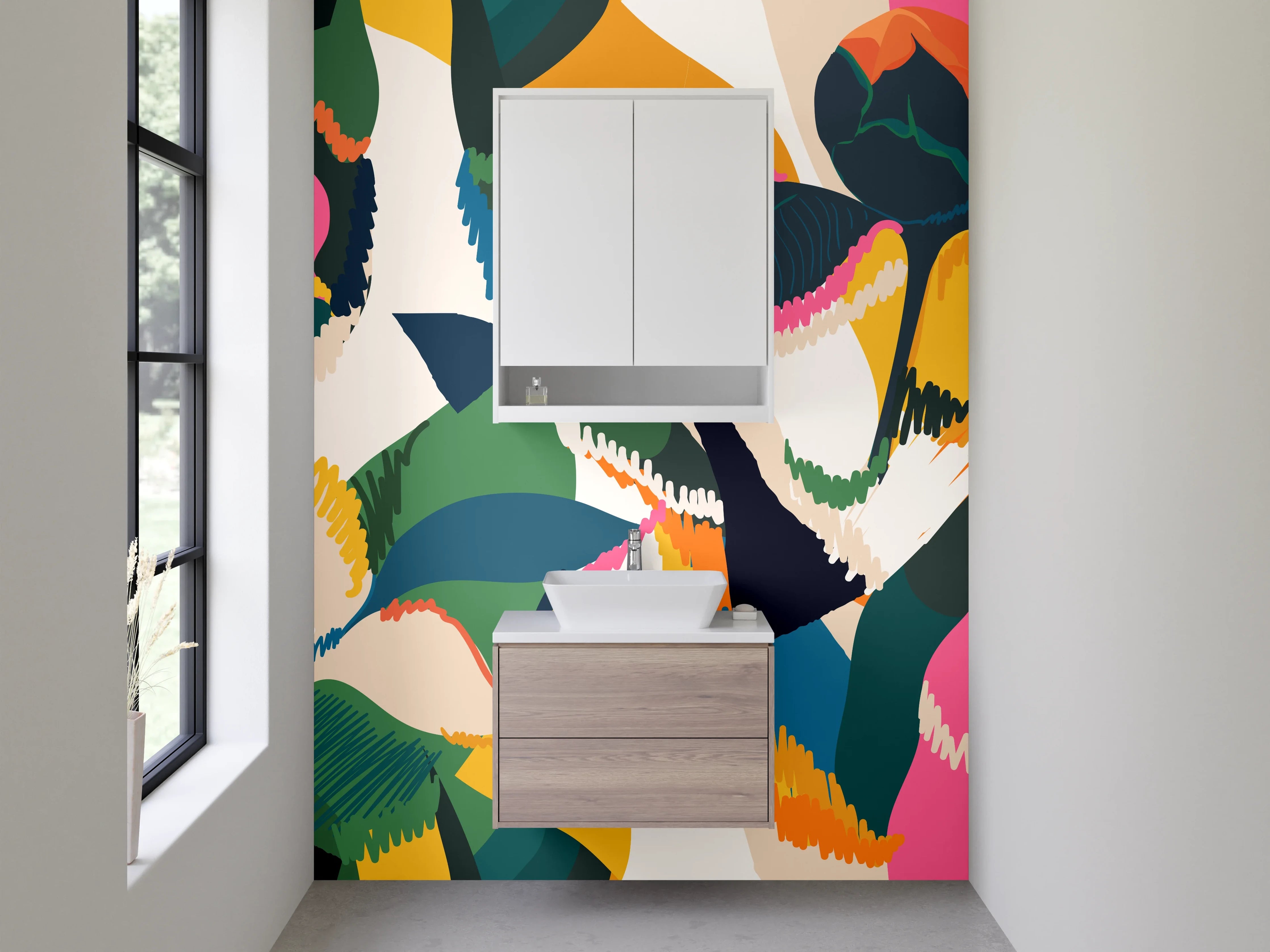 Waschbecken-Rückwand - Abstraktes florales Pop Art Motiv