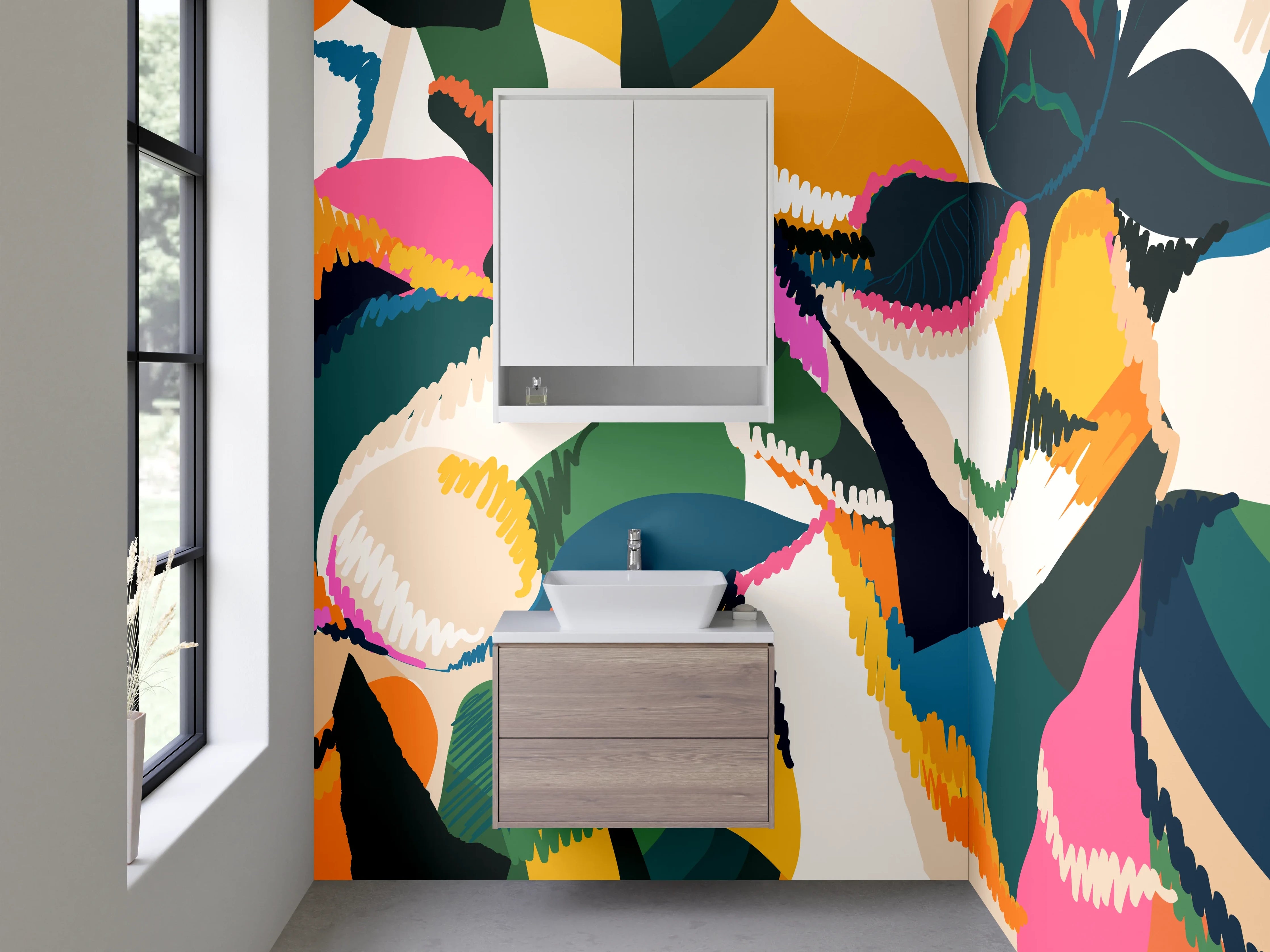 Waschbecken-Rückwand - Abstraktes florales Pop Art Motiv