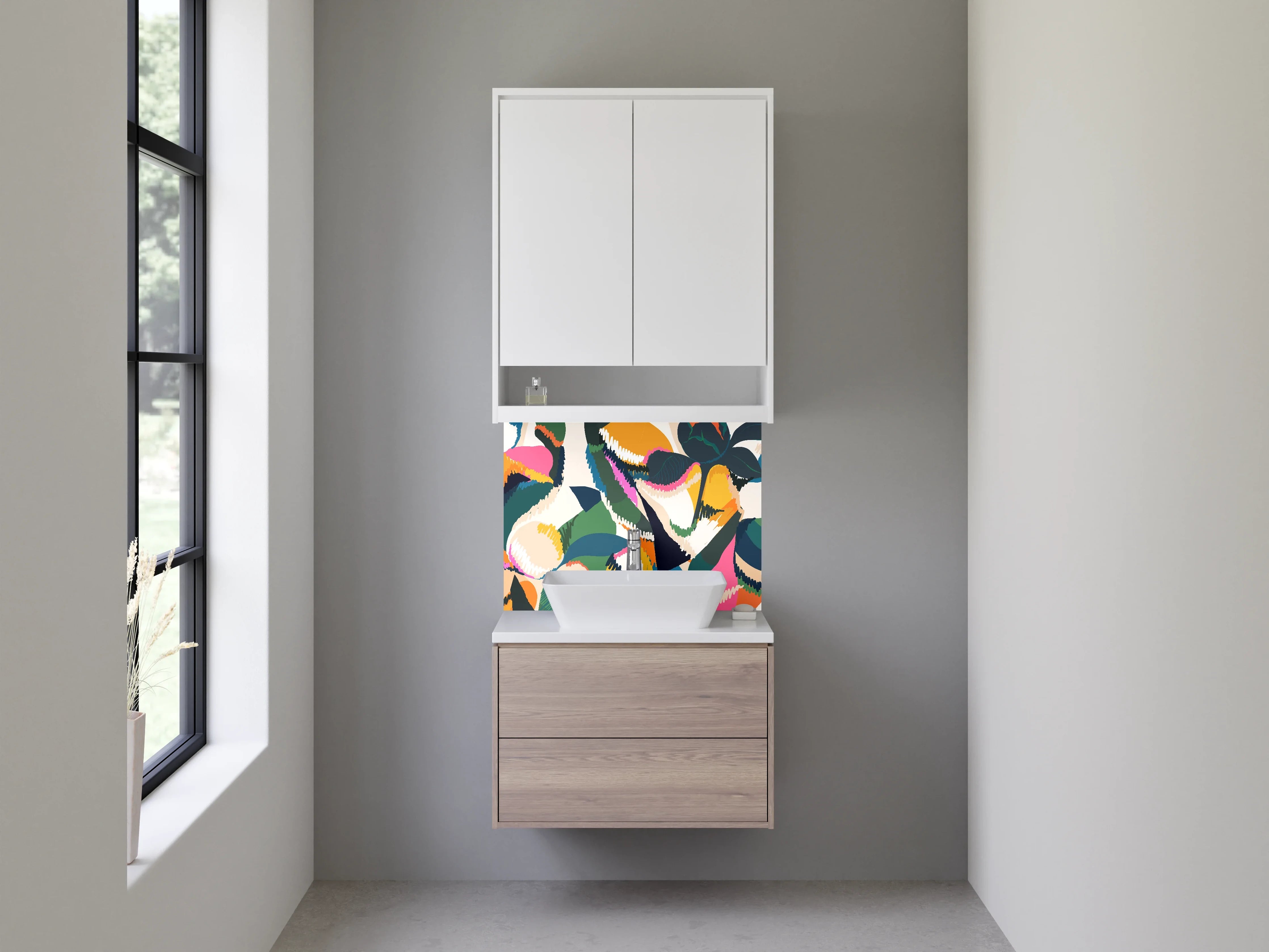 Waschbecken-Rückwand - Abstraktes florales Pop Art Motiv