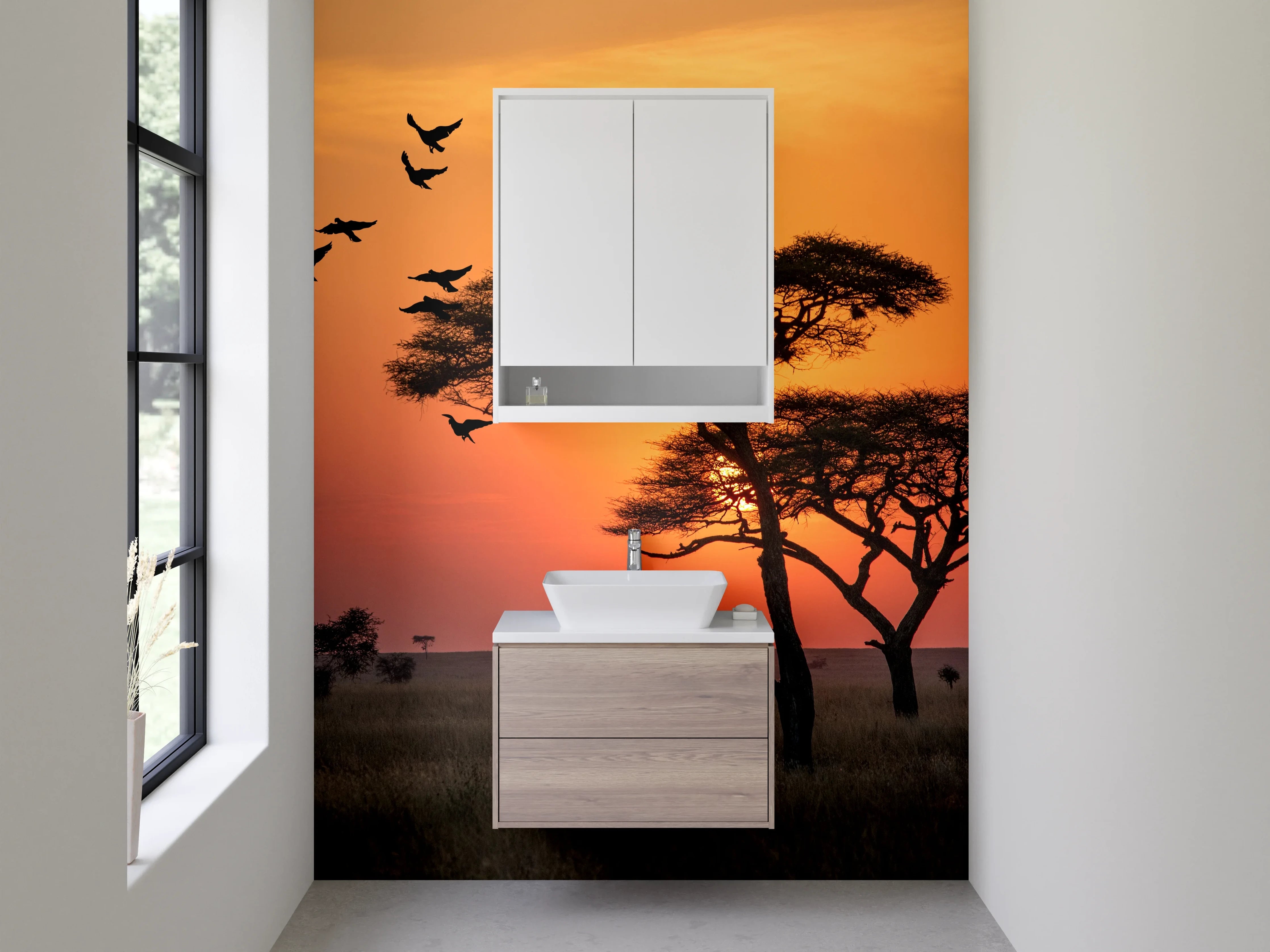 Waschbecken-Rückwand - Afrikanische Savanne Sonnenuntergang Fotomotiv