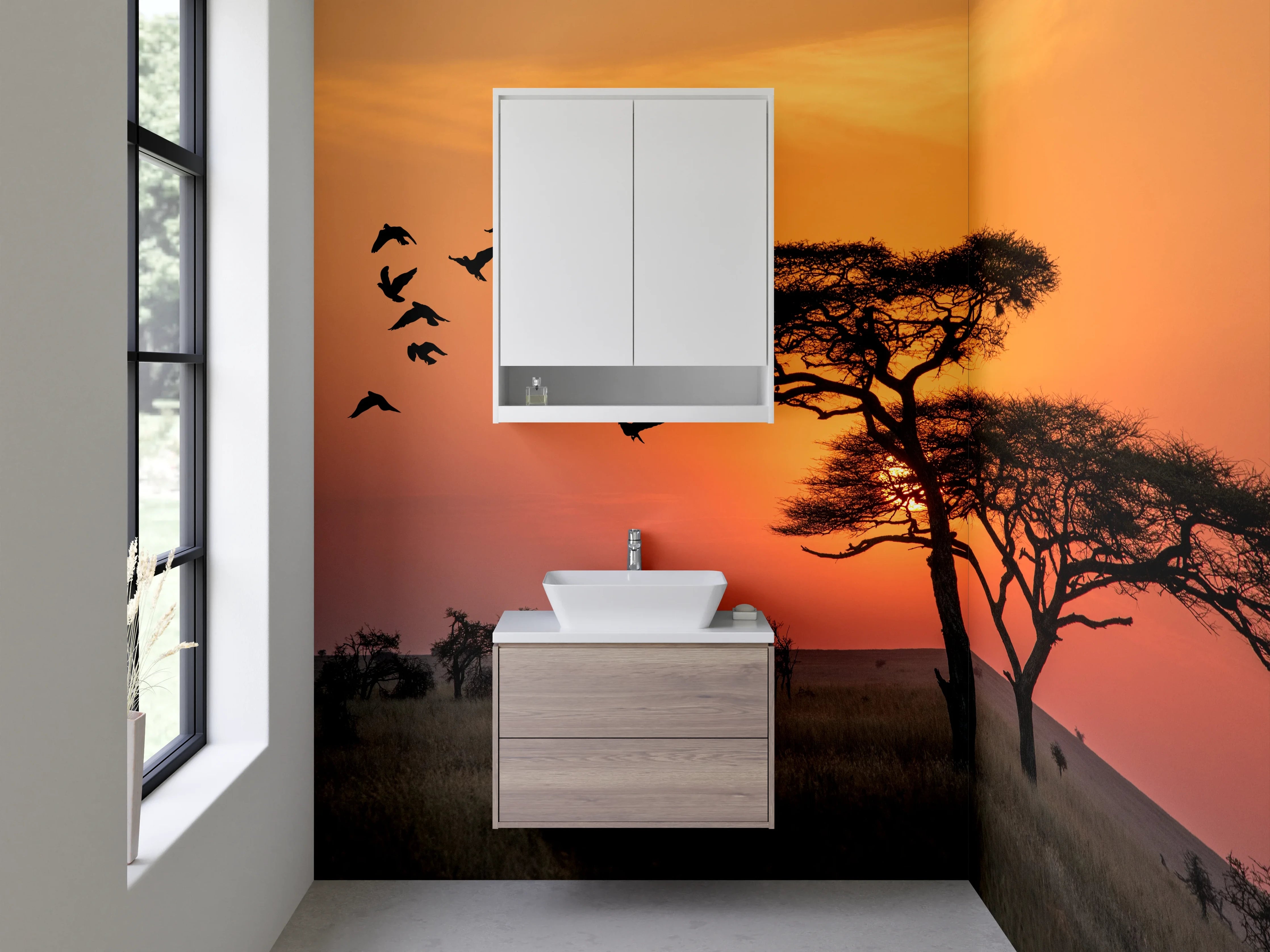 Waschbecken-Rückwand - Afrikanische Savanne Sonnenuntergang Fotomotiv