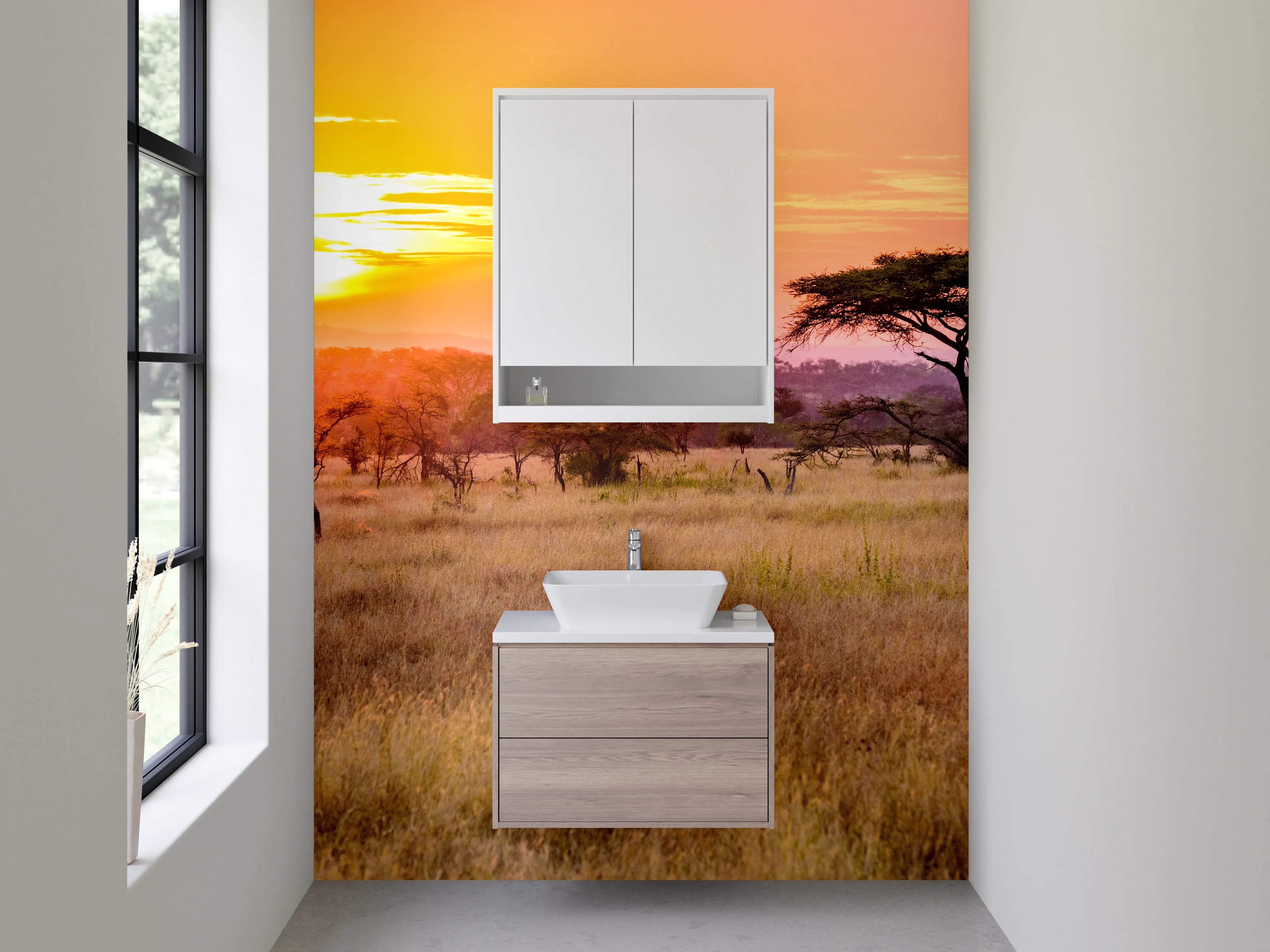 Waschbecken-Rückwand - Afrikanische Savanne Sonnenuntergang Landschaft
