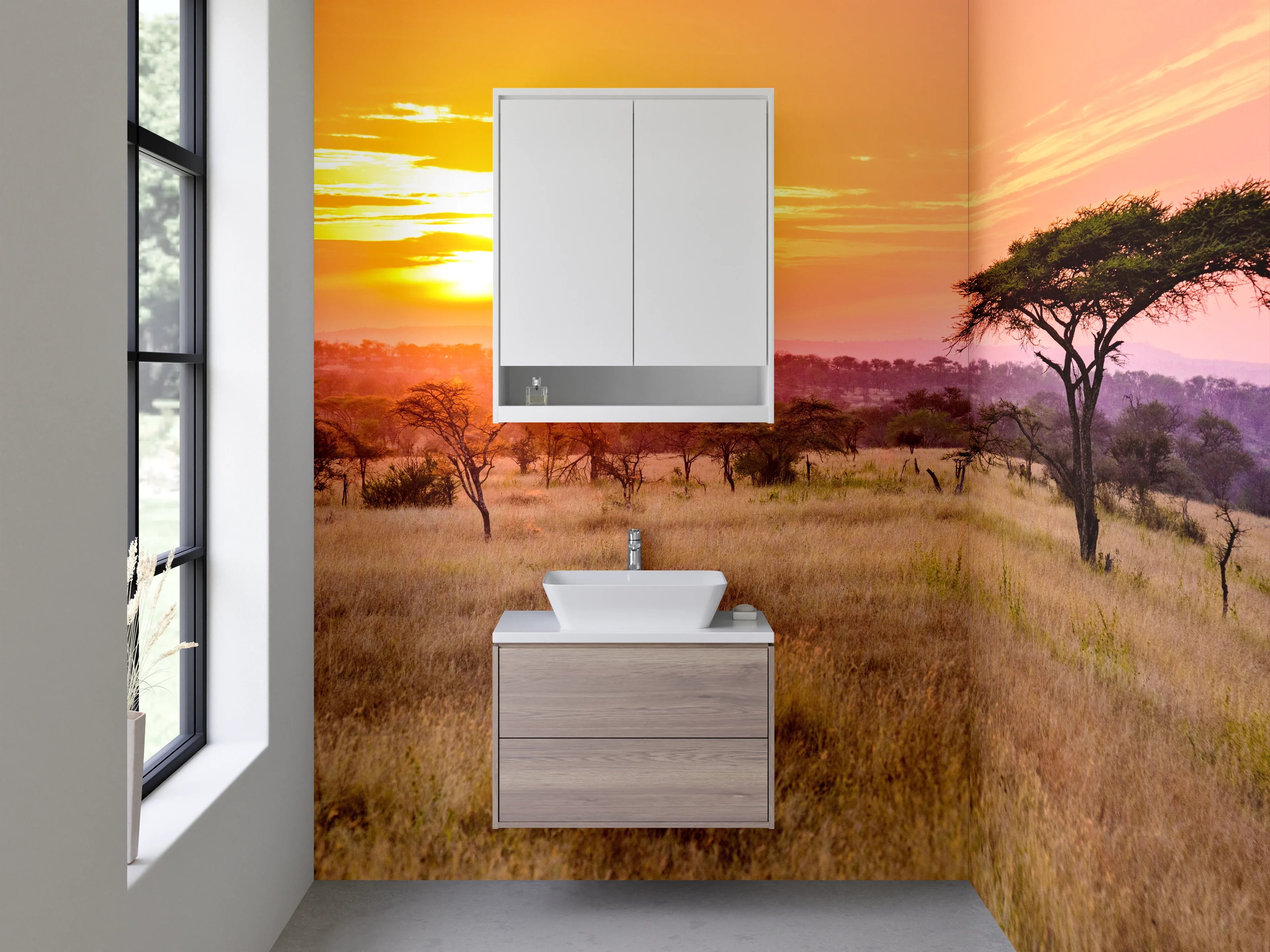 Waschbecken-Rückwand - Afrikanische Savanne Sonnenuntergang Landschaft