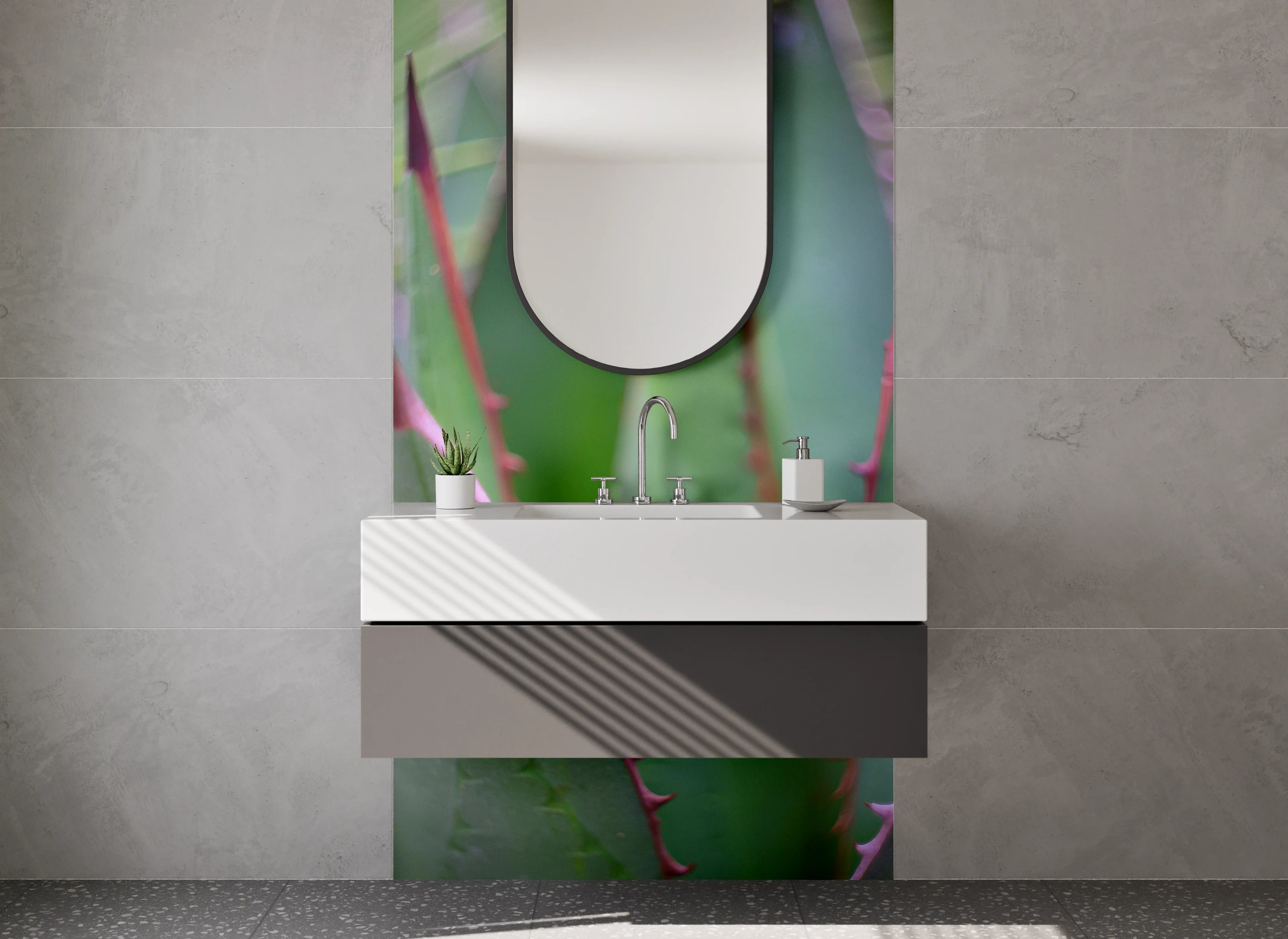 Waschbecken-Rückwand - Agave Sukkulente Grün Kunstfoto